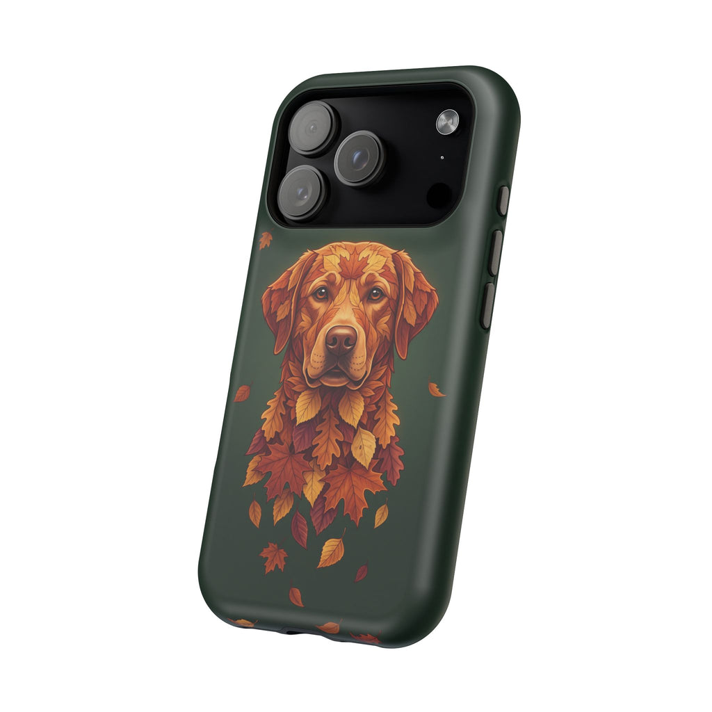 Autumn Leaves Labrador Phone Case — Tough Magnetic Case with Wireless Charging