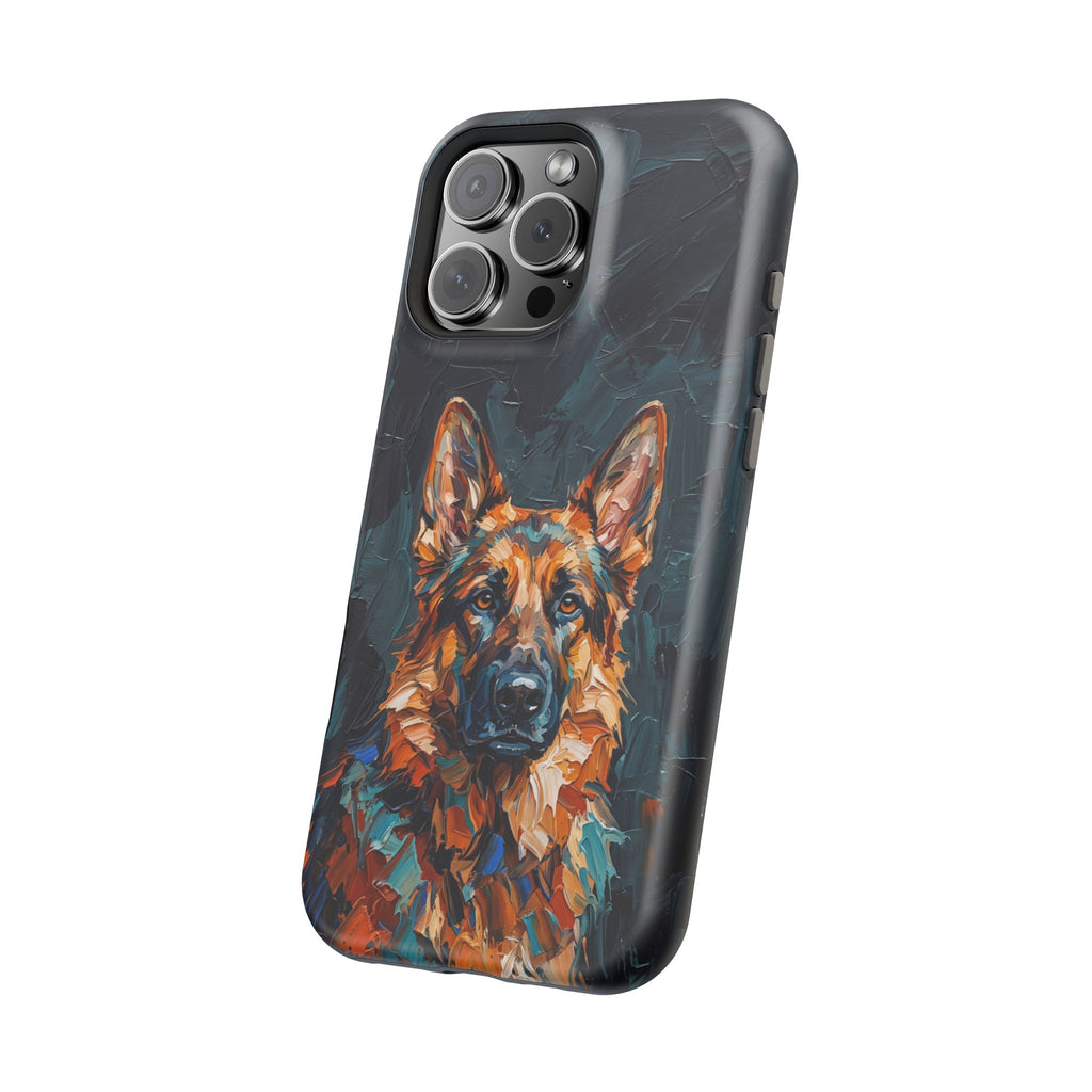 German Shepherd Phone Case | Palette Knife Painting Art — Tough Magnetic Case with Wireless Charging