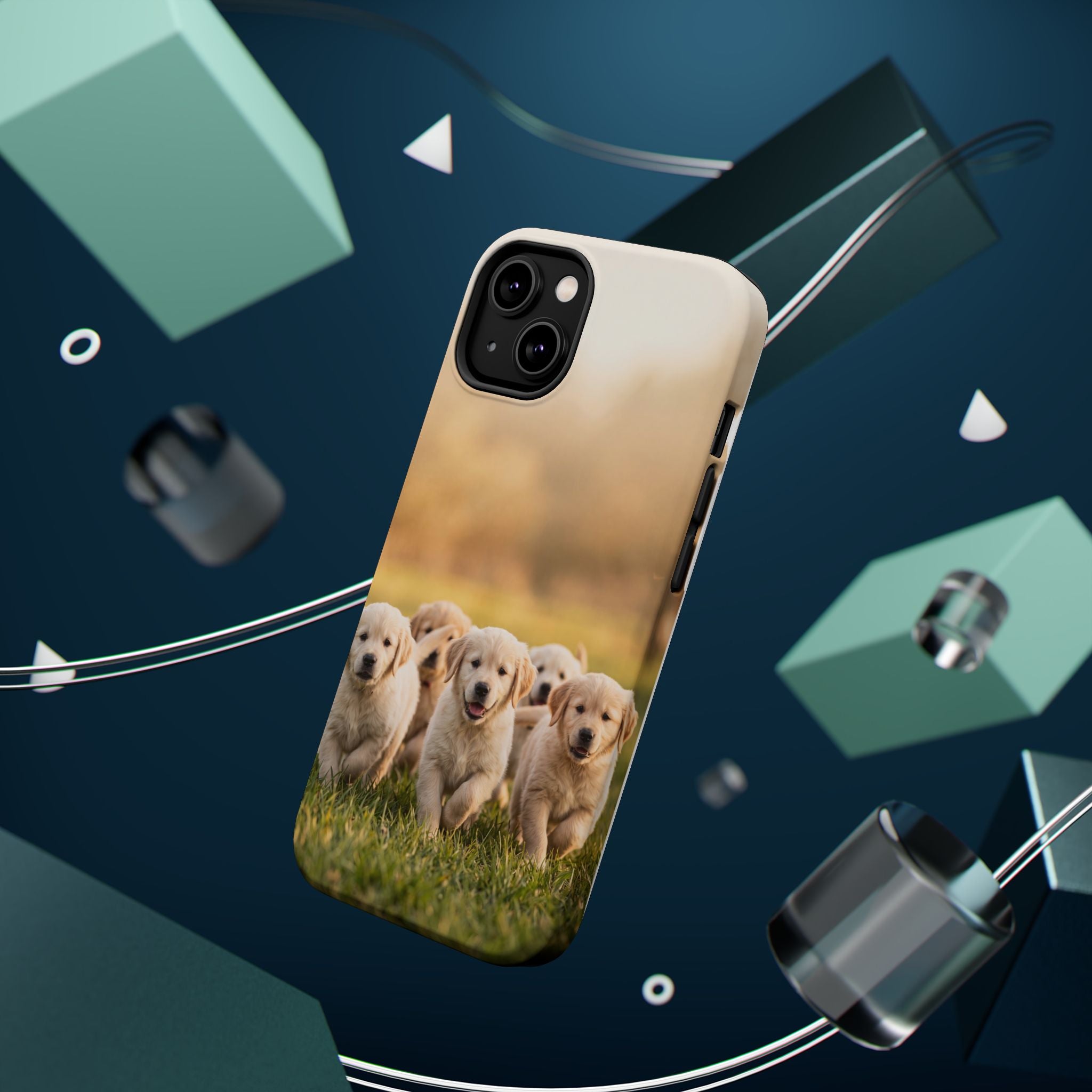 Golden Retriever Puppies Phone Case — Impact-Resistant Wireless Charging Cover