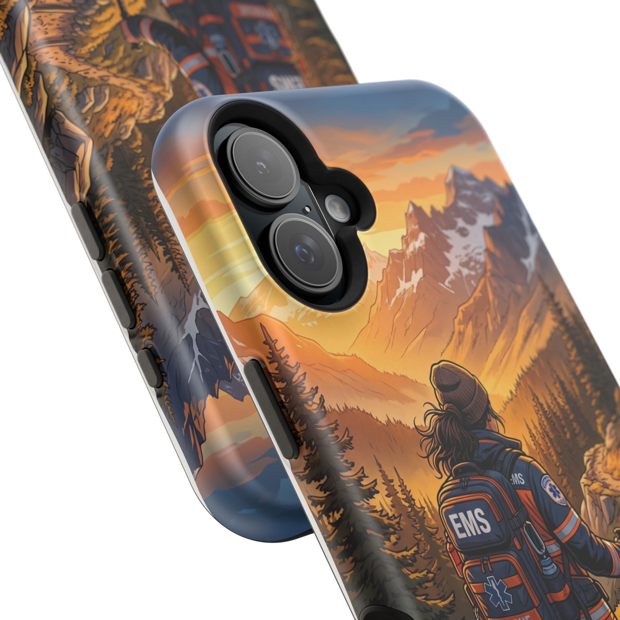 Paramedic/EMT Mountain Phone Case — Magnetic Wireless Charging Cover