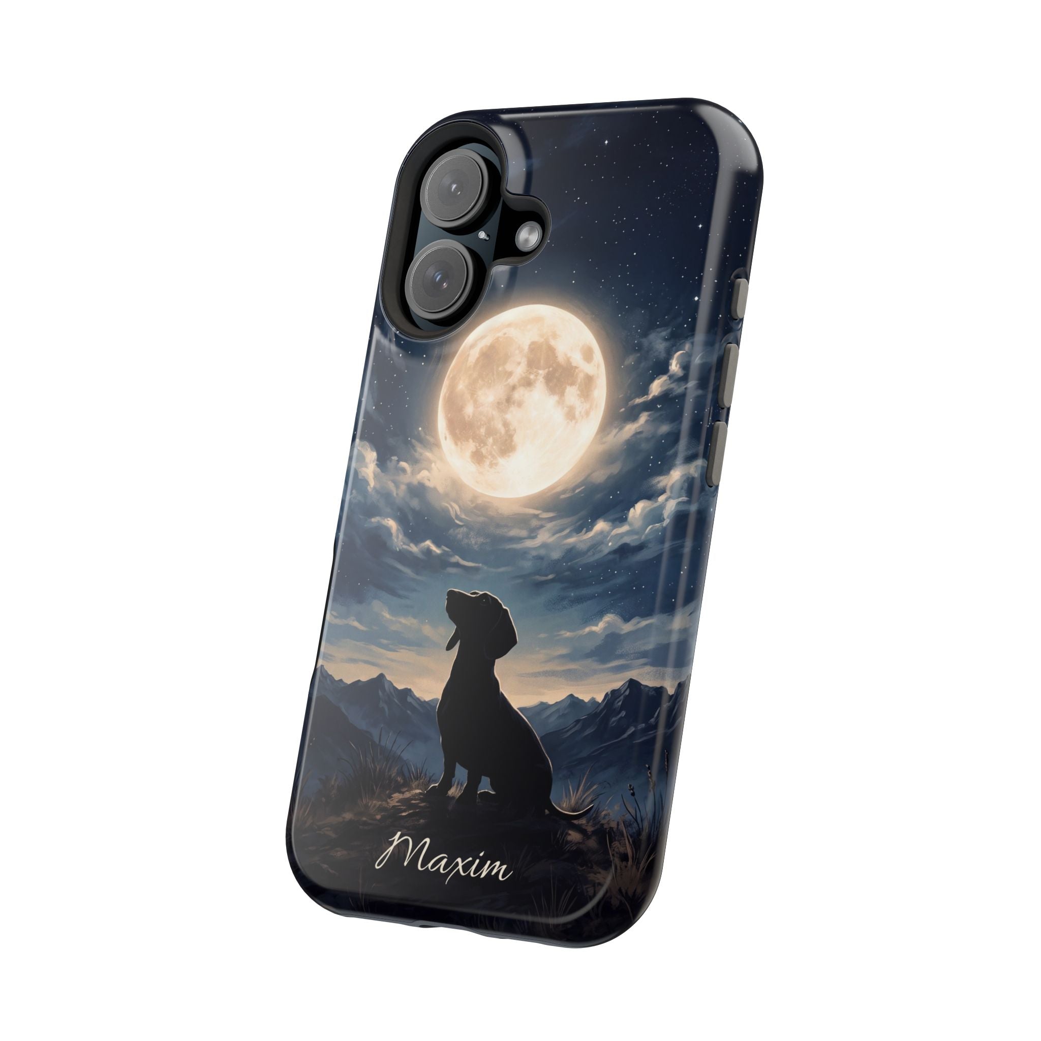 Personalized Dachshund Moonlight Phone Case — Wireless Charging Cover