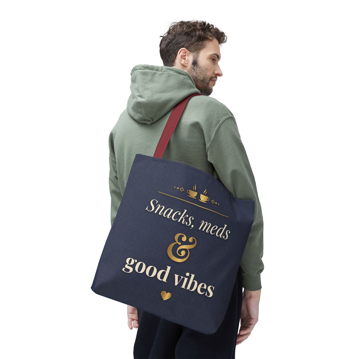 Snacks Meds & Good Vibes Tote | Funny Nurse Gift Tote Bag | Healthcare Worker Humour Gift | Premium Polyester Carry-All