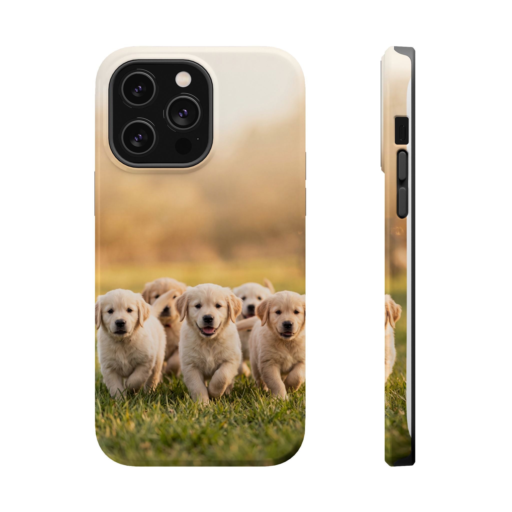 Golden Retriever Puppies Phone Case — Impact-Resistant Wireless Charging Cover