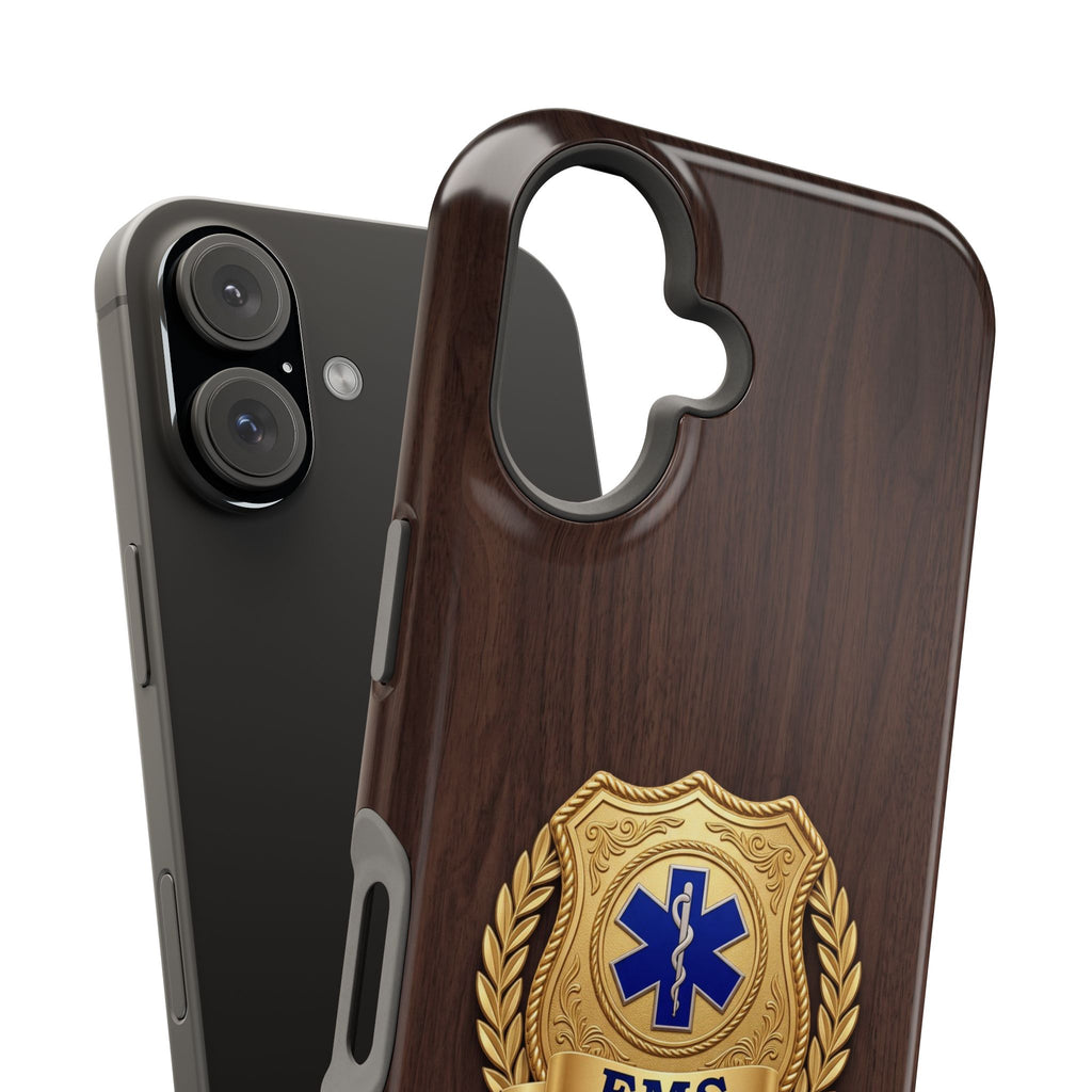 Gold EMS Laurel Badge Wood Phone Case — Magnetic Wireless Charging Cover