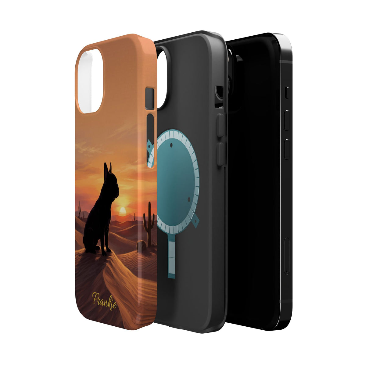 Personalized French Bulldog Desert Sunset Phone Case — Wireless Charging Cover