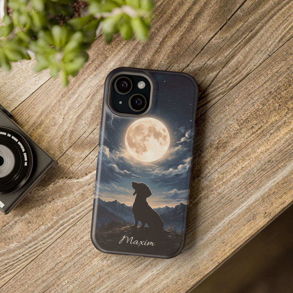 Personalized Dachshund Moonlight Phone Case — Wireless Charging Cover