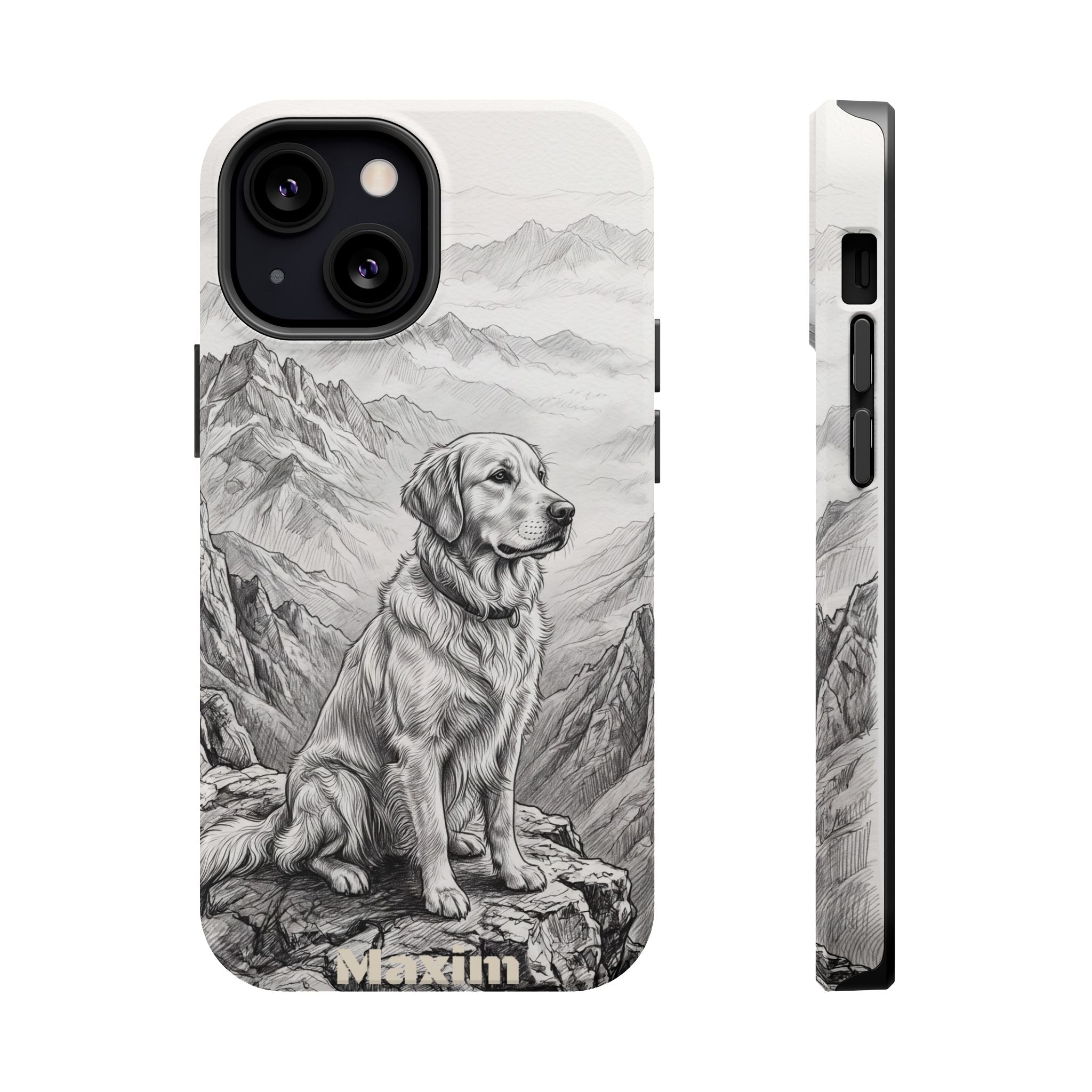 Personalized Golden Retriever Mountain Peak Phone Case — Wireless Charging Cover