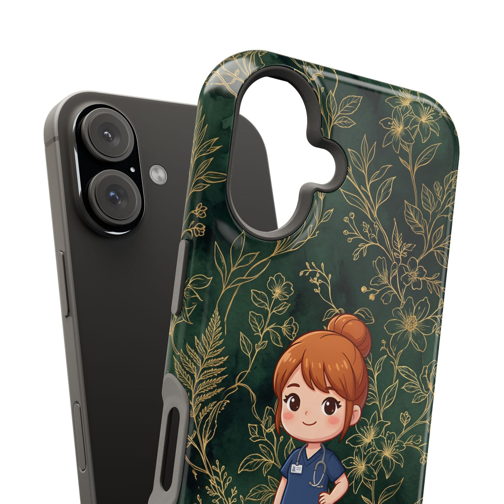 Personalized Nurse Botanical Phone Case — Impact-Resistant Wireless Charging Cover