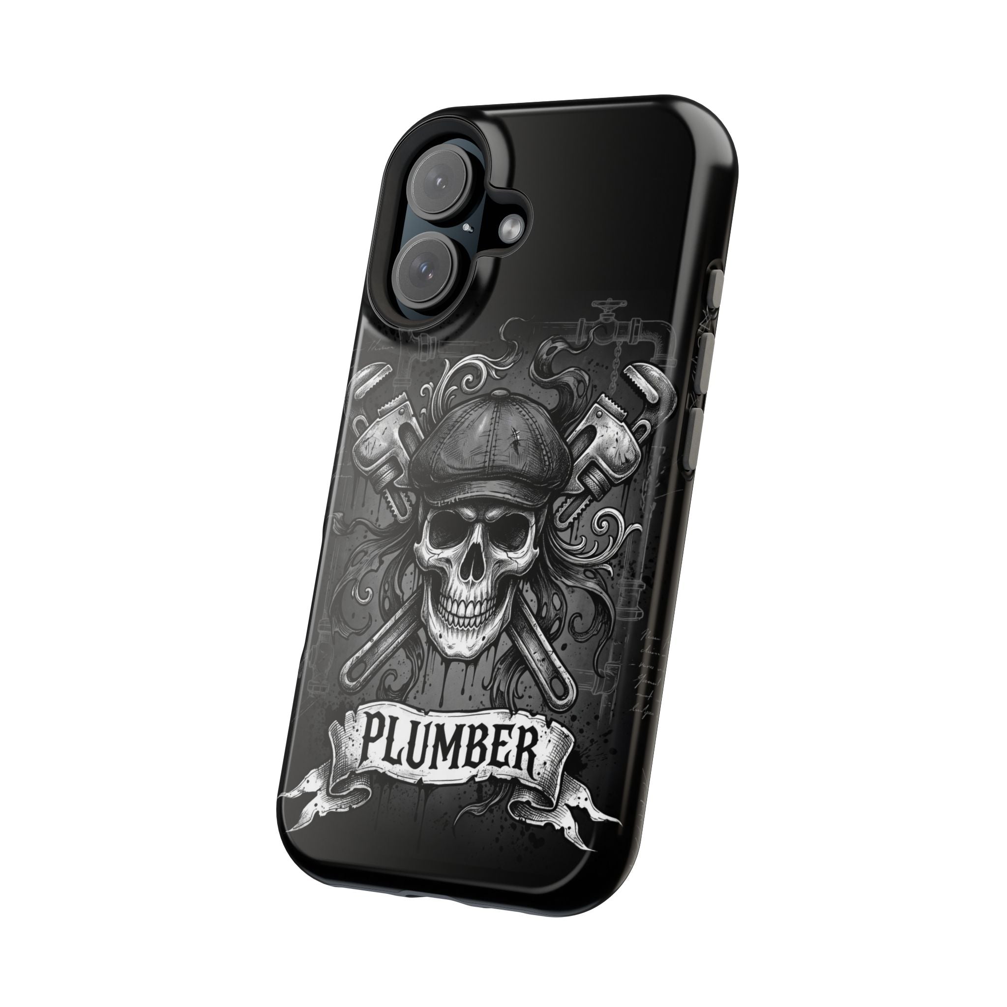 Skull & Wrenches Plumber Phone Case — Wireless Charging Cover