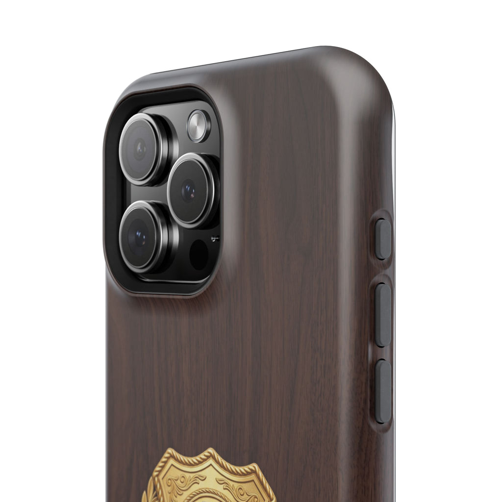 Gold EMS Laurel Badge Wood Phone Case — Magnetic Wireless Charging Cover