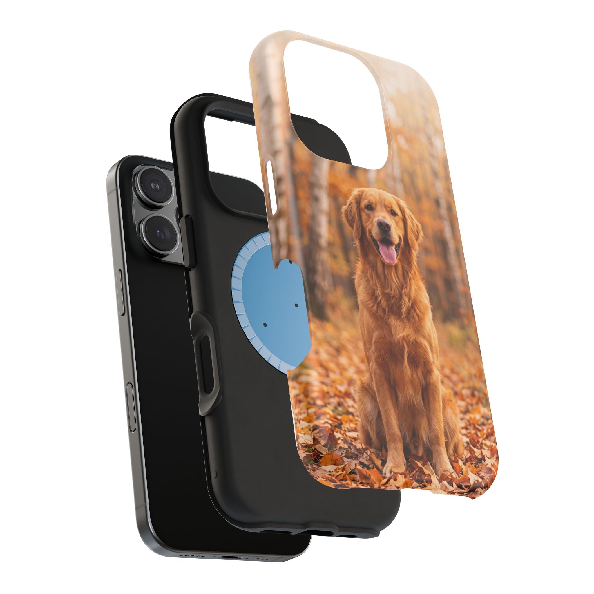 Autumn Golden Retriever Phone Case — Impact-Resistant Wireless Charging Cover