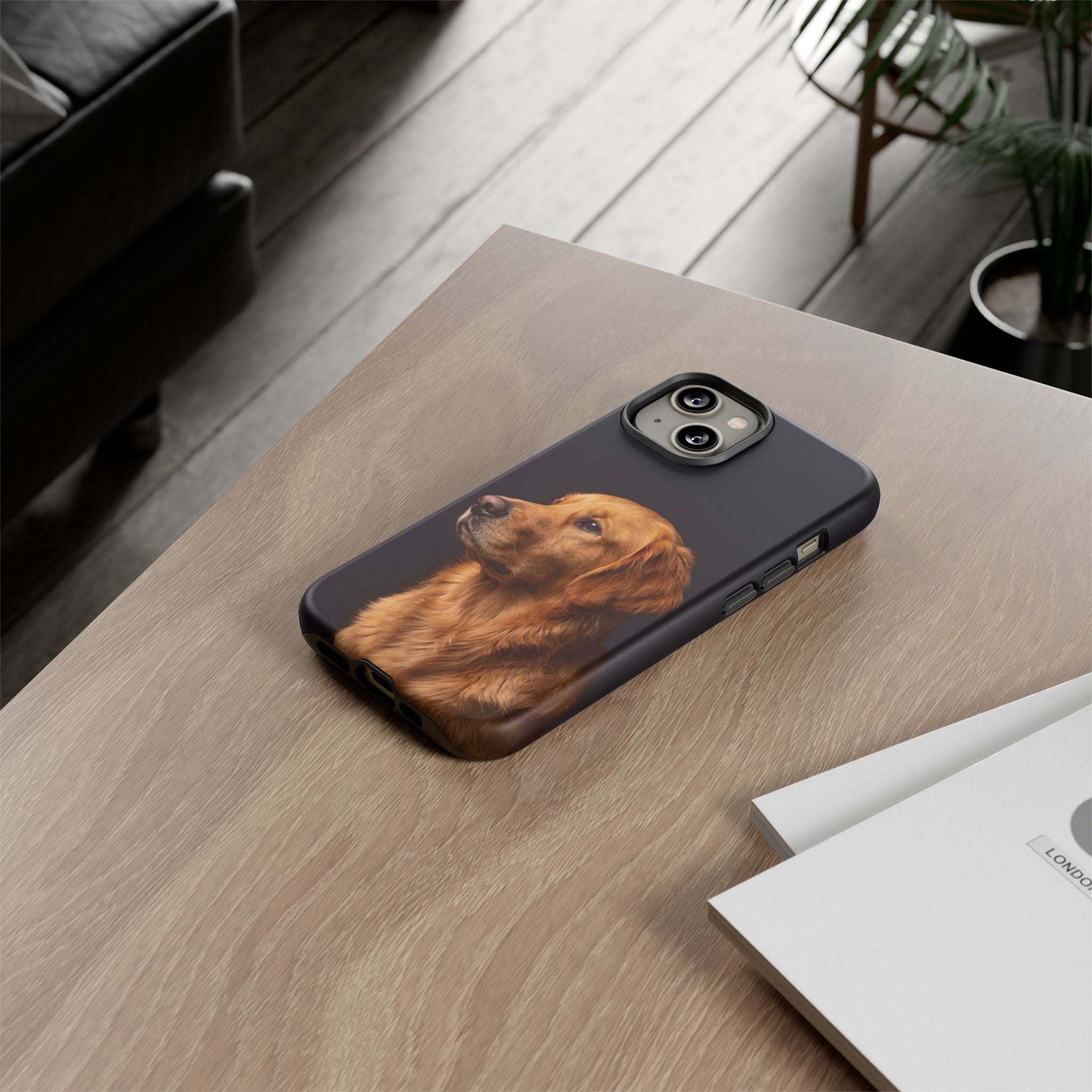 Golden Retriever Portrait Phone Case | Realistic Dog Photo on Black Background | iPhone & Samsung
