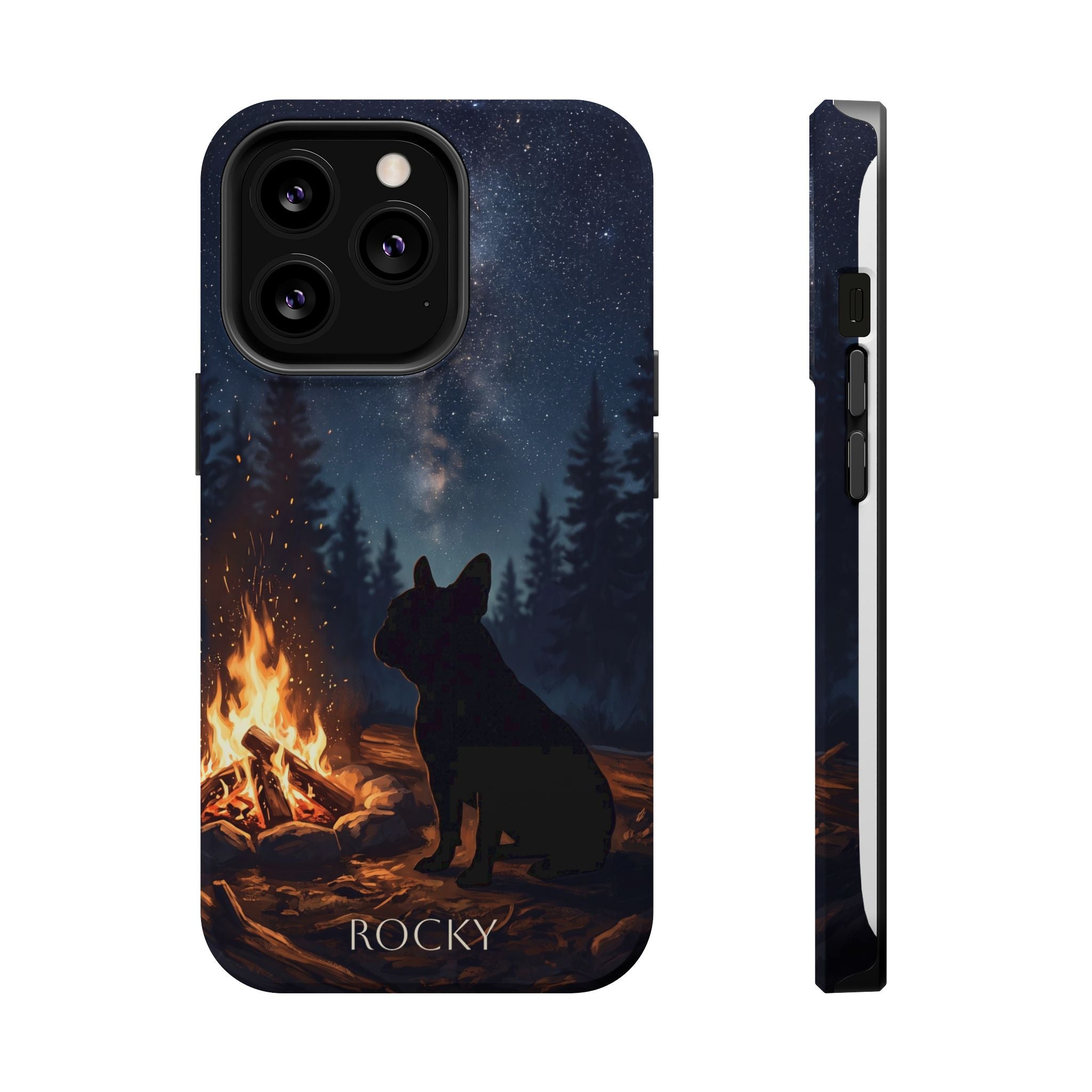Personalized French Bulldog Campfire Phone Case — Wireless Charging Cover