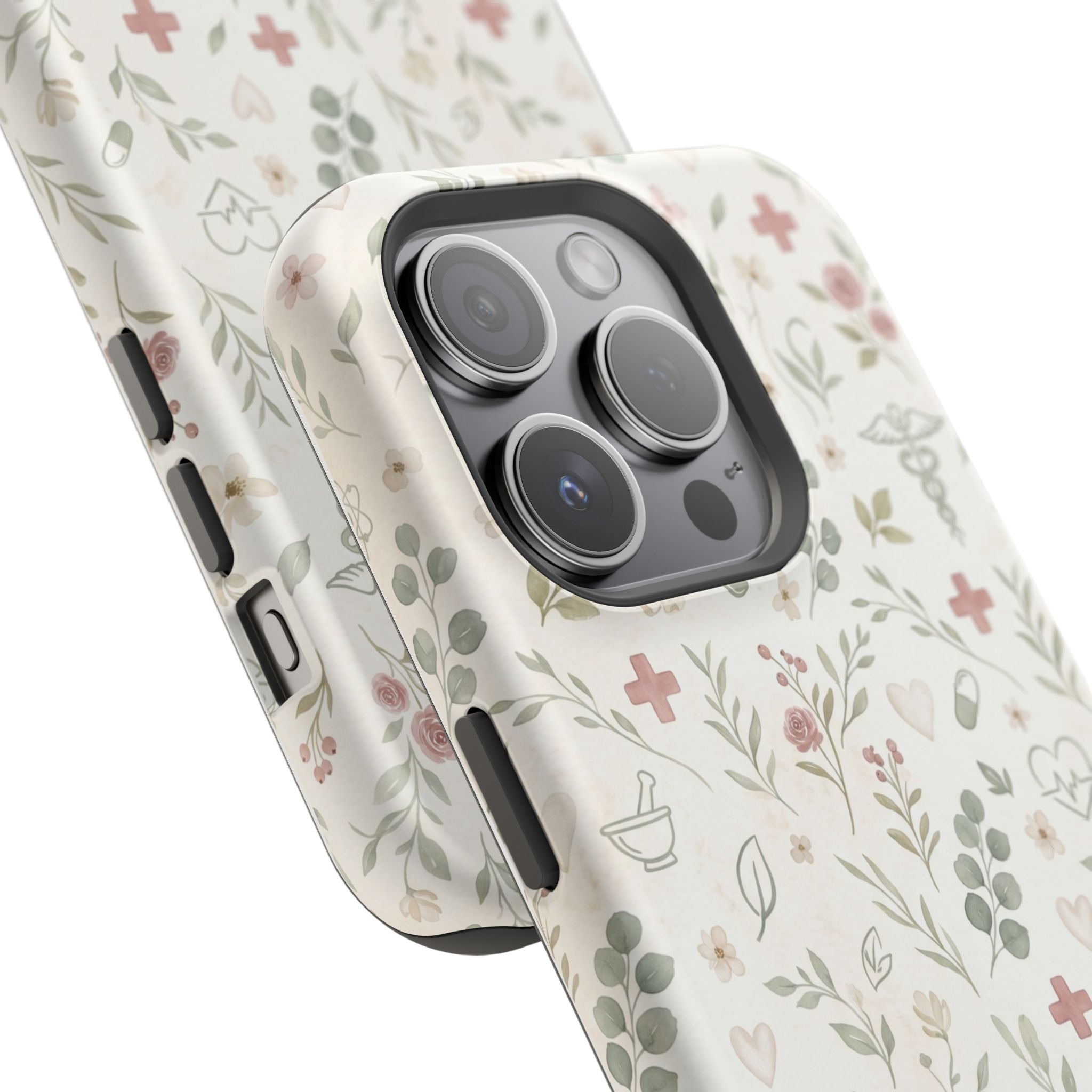 Floral Nurse Phone Case — Impact-Resistant Wireless Charging Cover