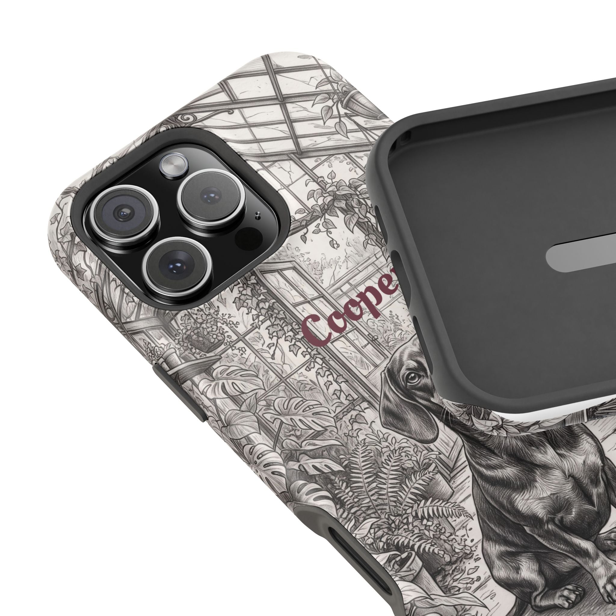 Personalized Dachshund Vintage Greenhouse Phone Case — Wireless Charging Cover