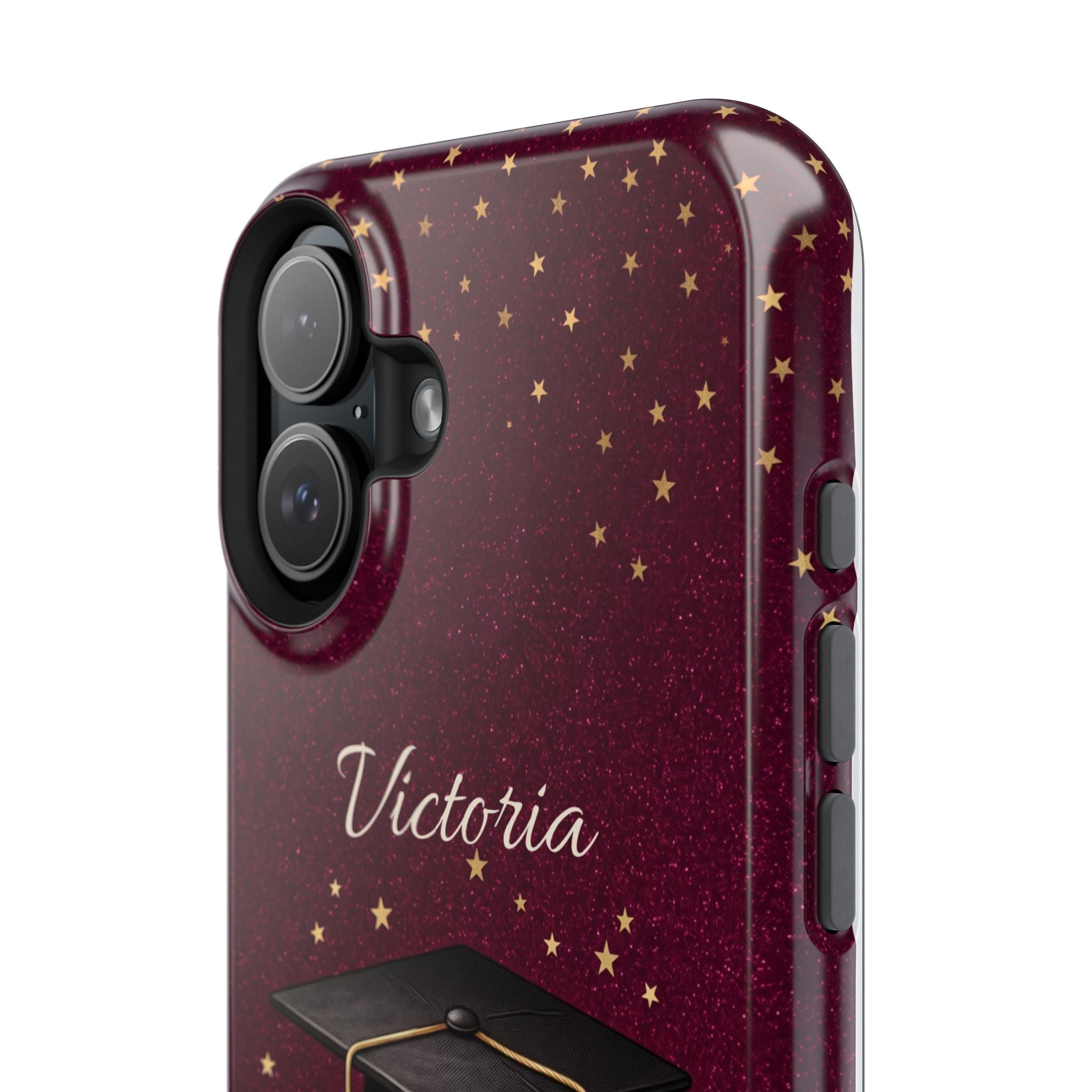 Graduation Cap & Books Personalized Teacher Phone Case — Wireless Charging Cover