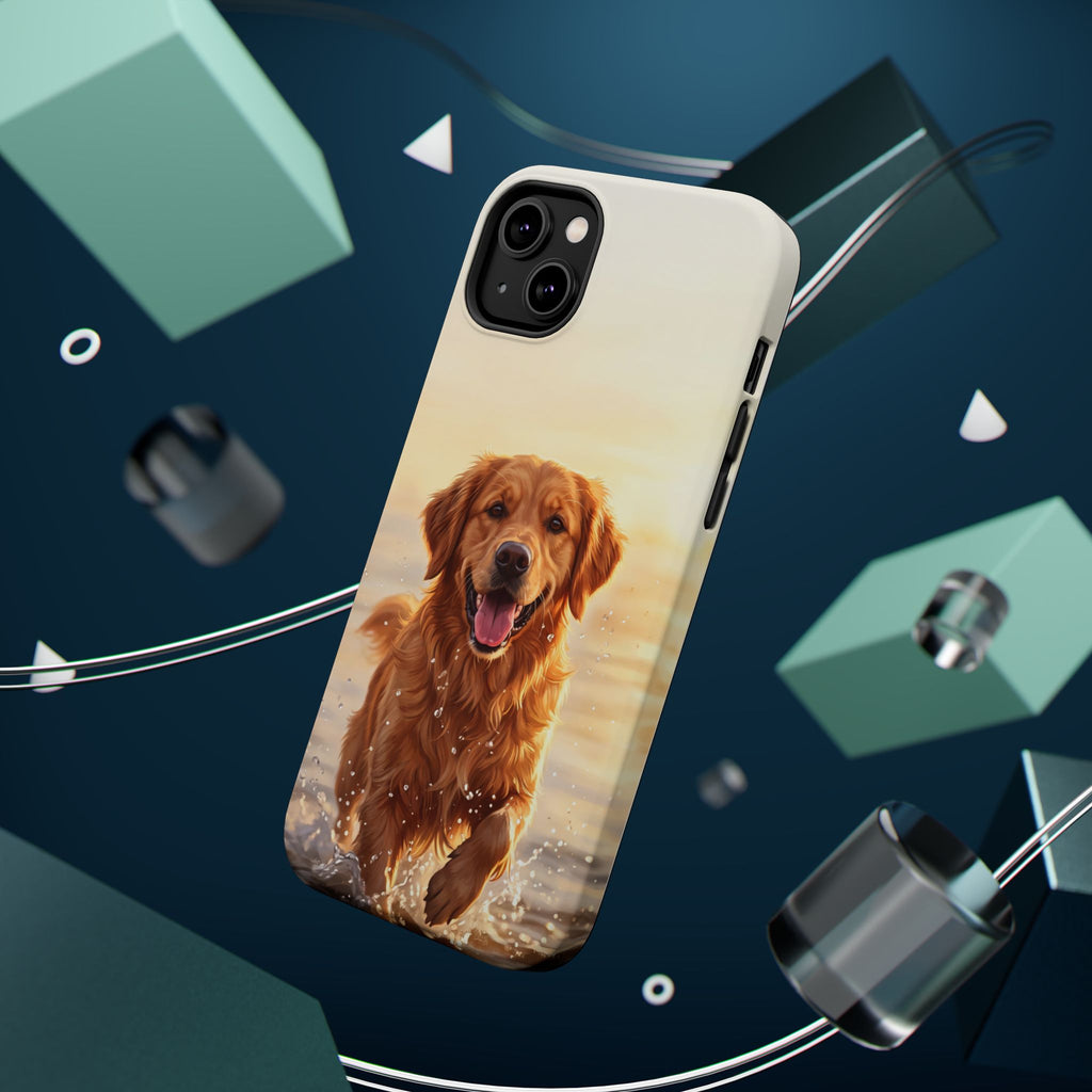 Beach Golden Retriever Phone Case — Impact-Resistant Wireless Charging Cover
