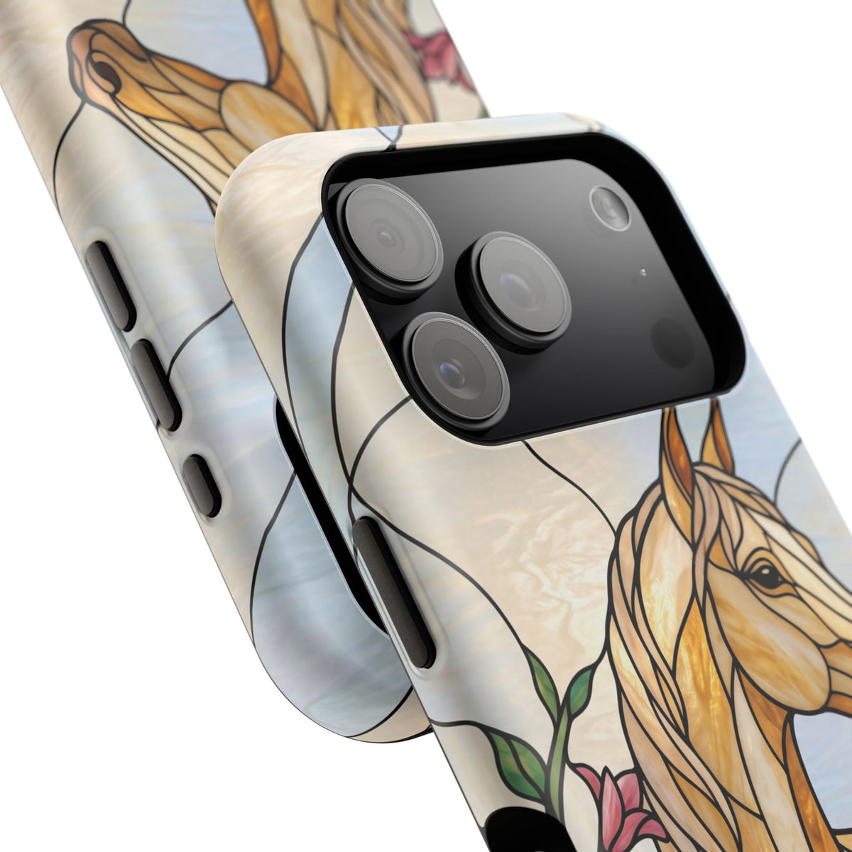 Floral Stained Glass Horse Phone Case — Tough Magnetic Case with Wireless Charging