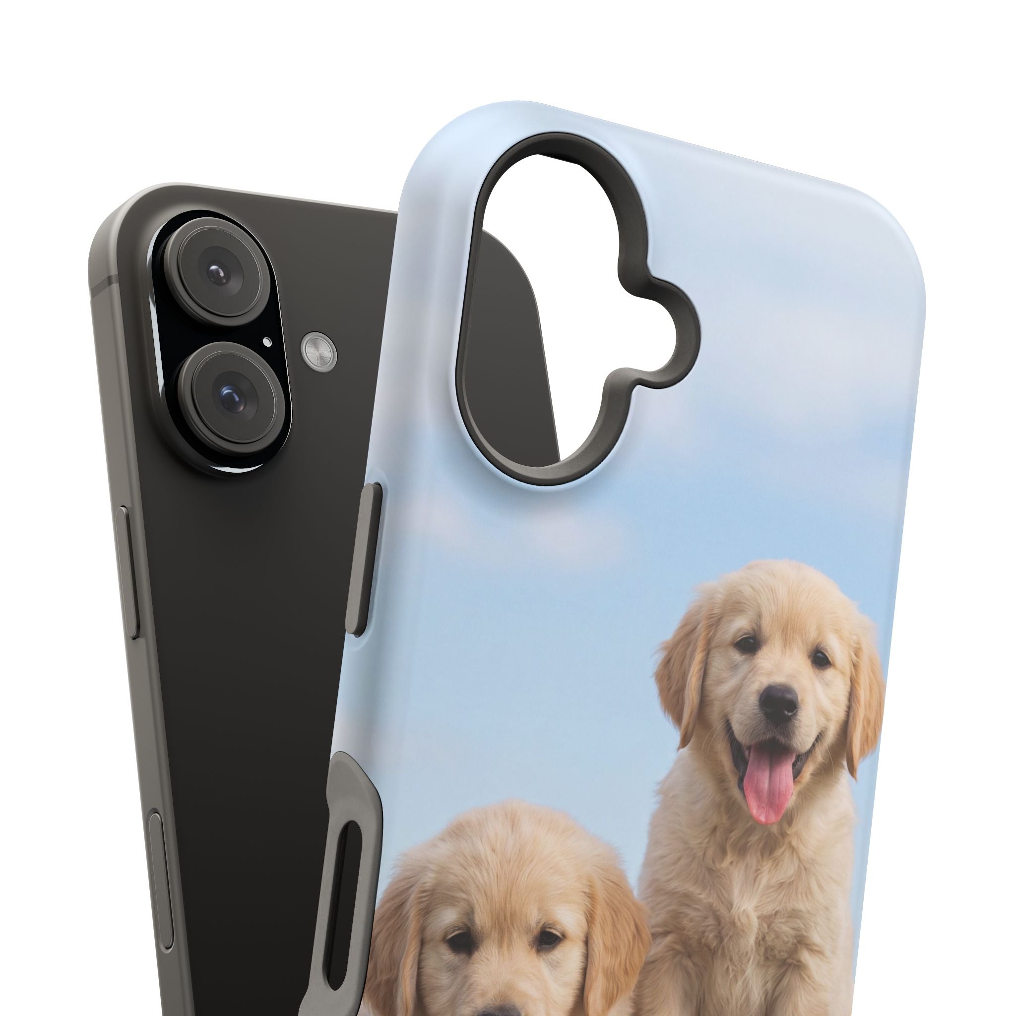 Golden Retriever Puppy Duo Phone Case — Impact-Resistant Wireless Charging Cover
