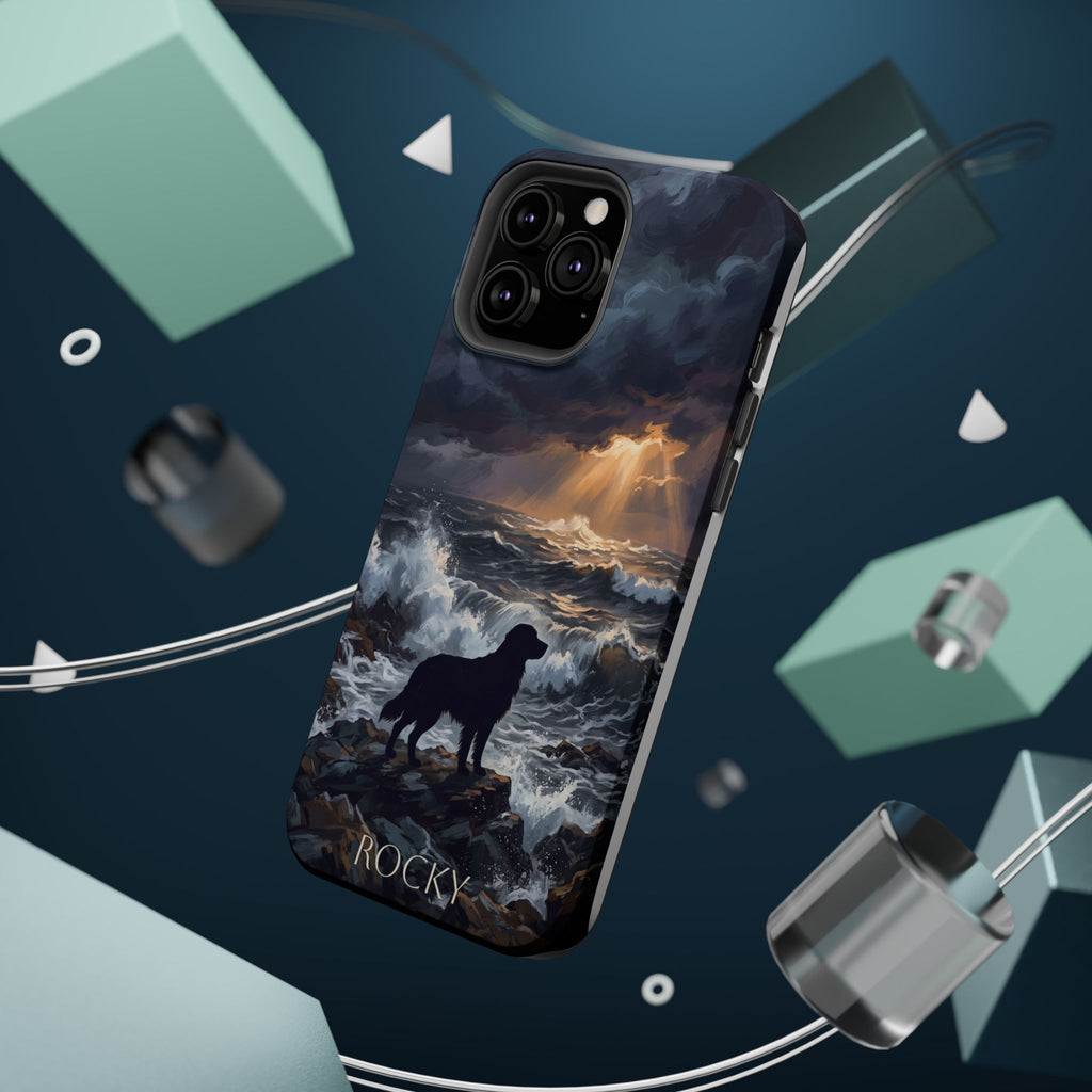 Personalized Golden Retriever Stormy Sea Phone Case — Wireless Charging Cover