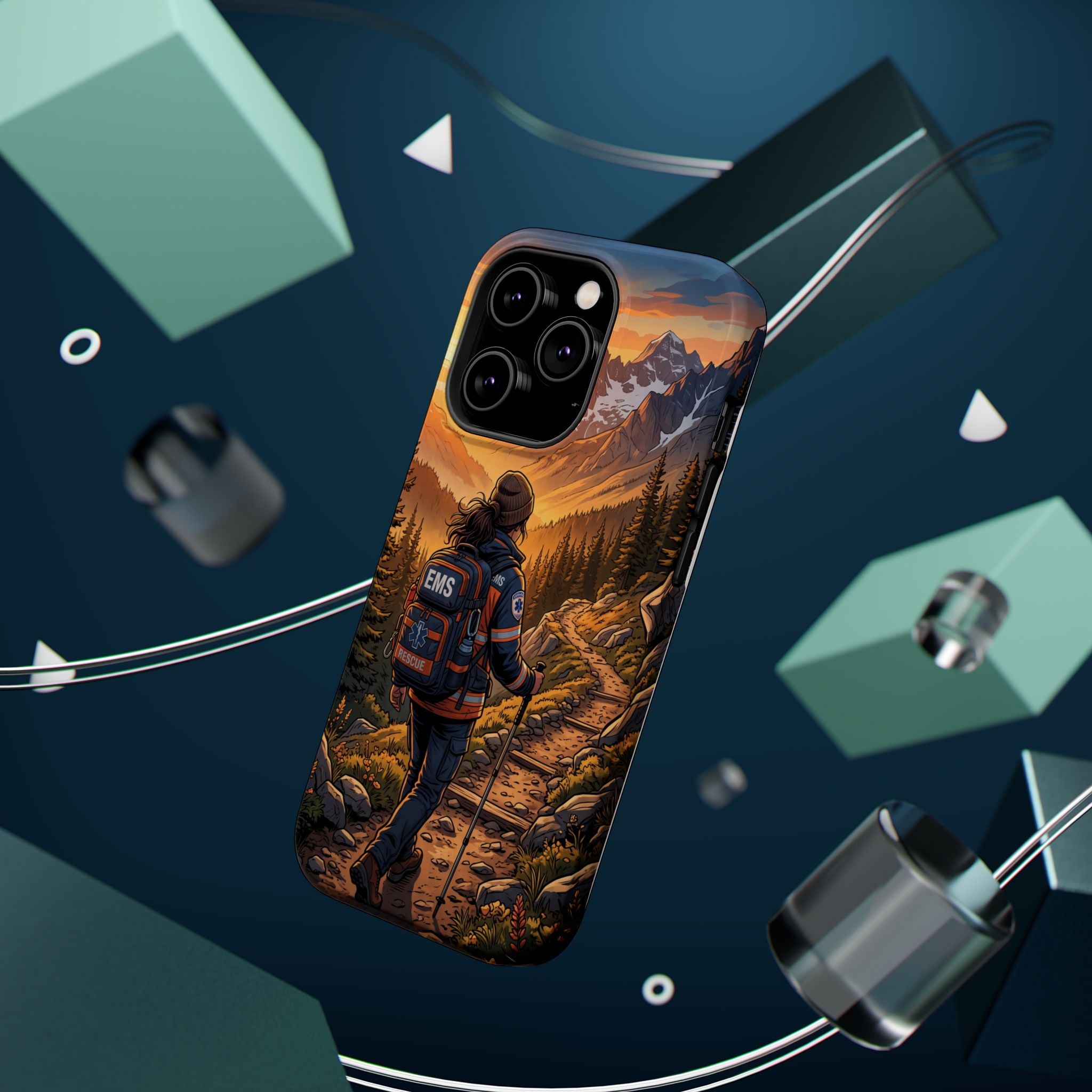 Paramedic/EMT Mountain Phone Case — Magnetic Wireless Charging Cover