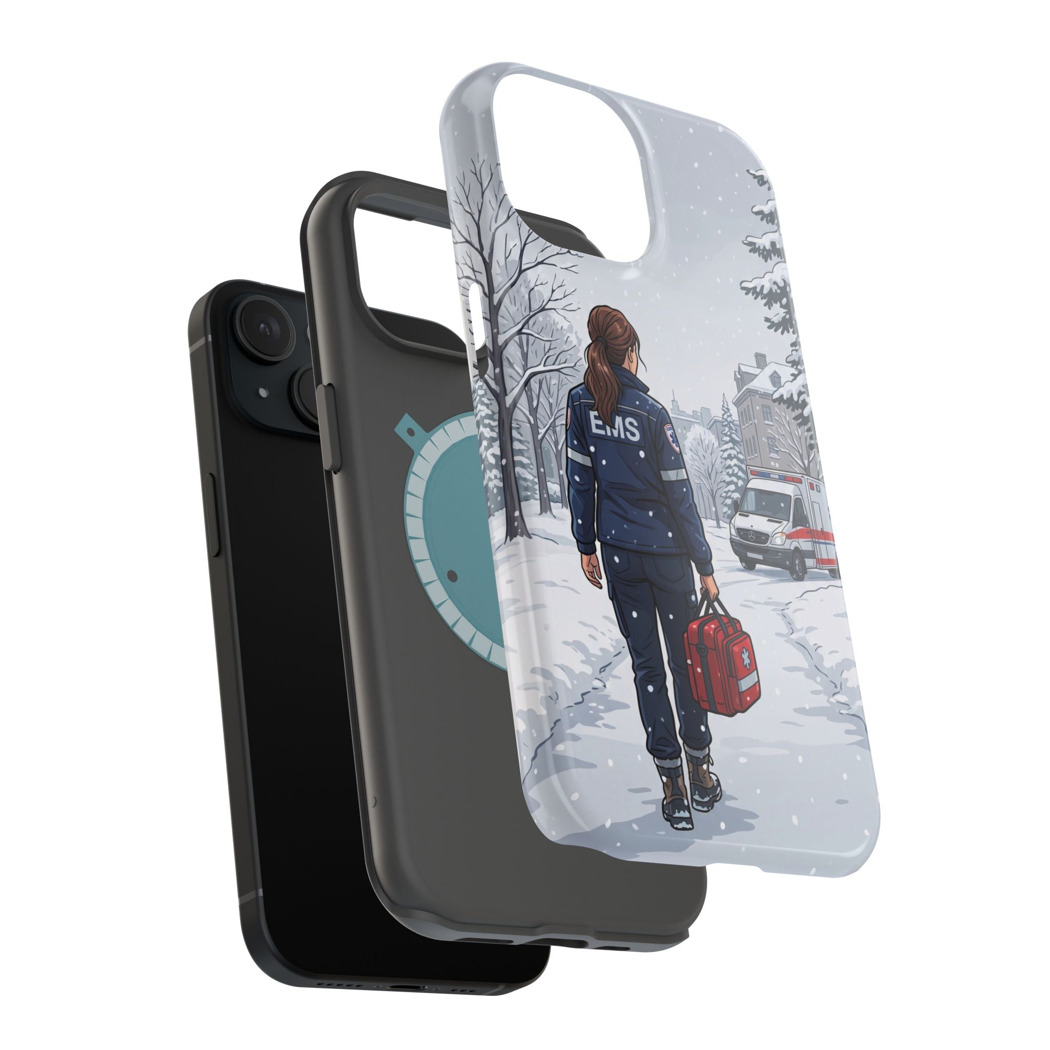 Paramedic/EMT Winter Phone Case — Magnetic Wireless Charging Cover