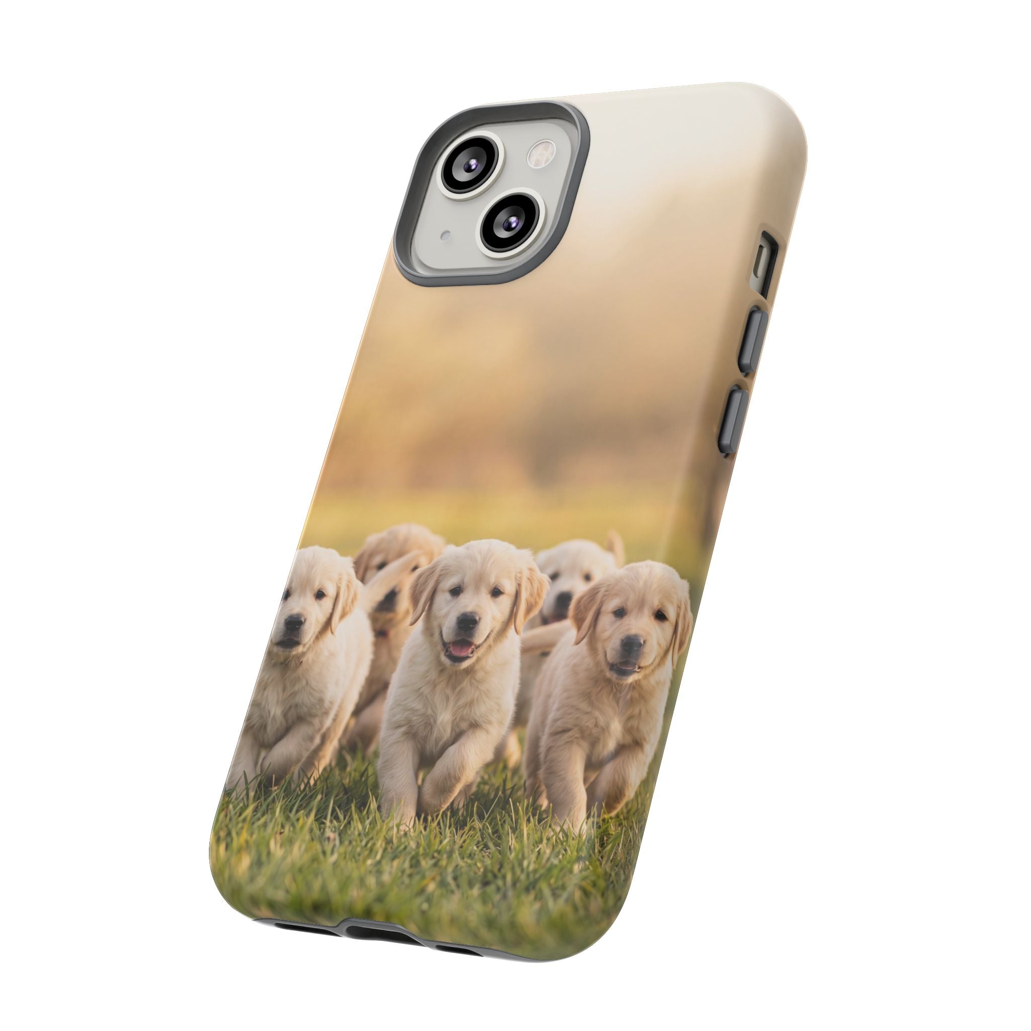 Golden Retriever Puppies Phone Case | Playful Puppy Pack Running in Grass | iPhone & Samsung