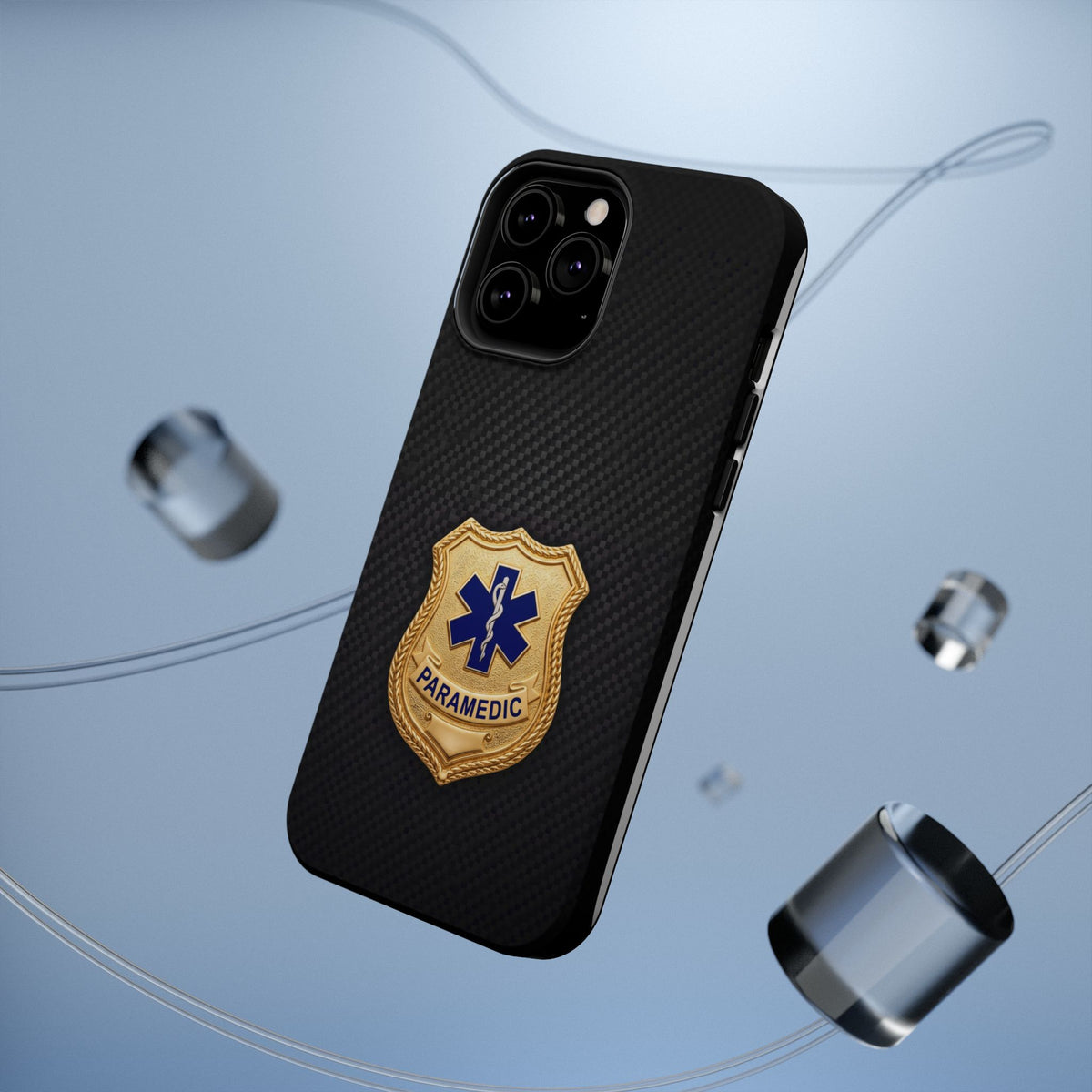 Gold Paramedic Badge Black Phone Case — Magnetic Wireless Charging Cover