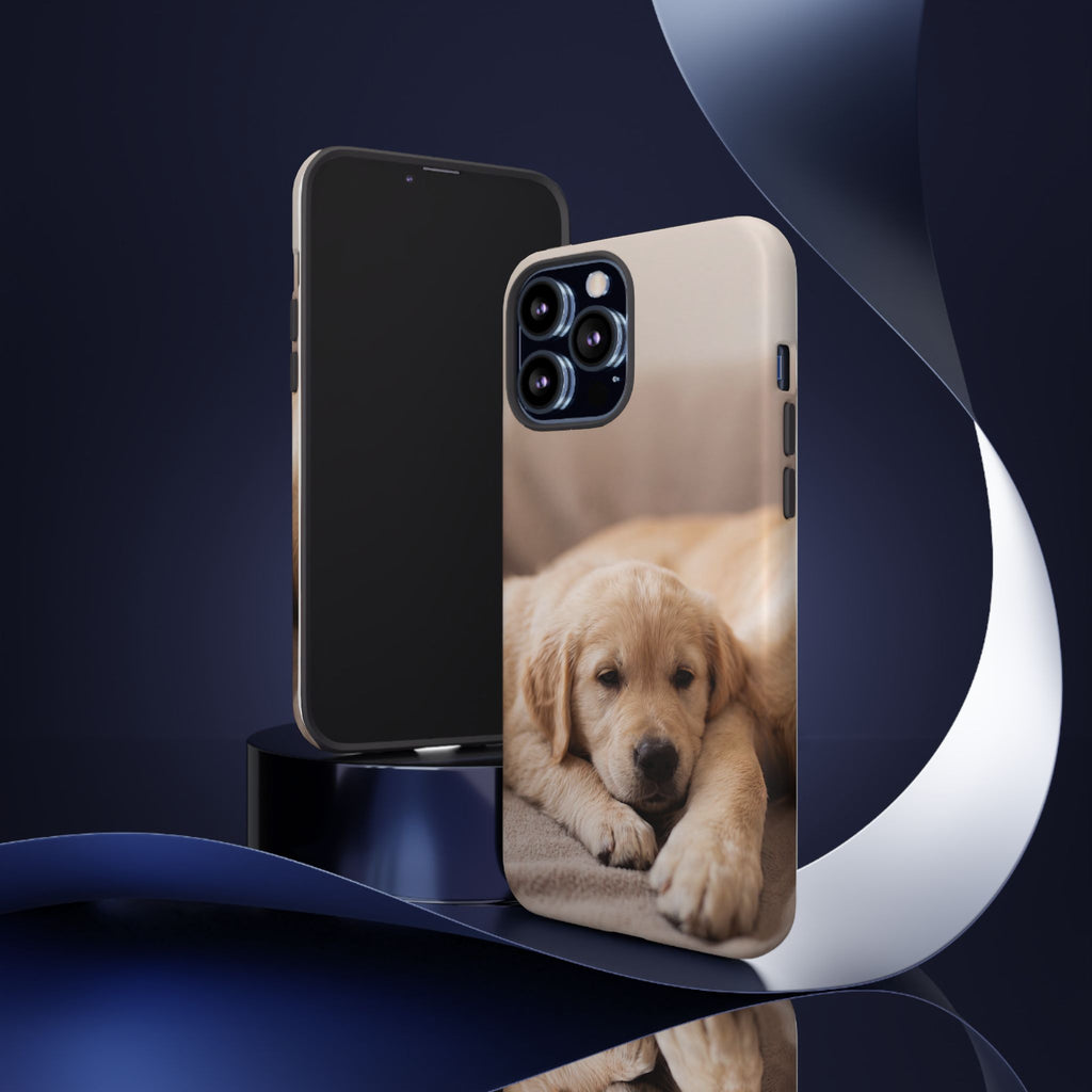 Sleepy Golden Retriever Puppy Phone Case | Cozy Cuddly Puppy Portrait | Samsung & iPhone