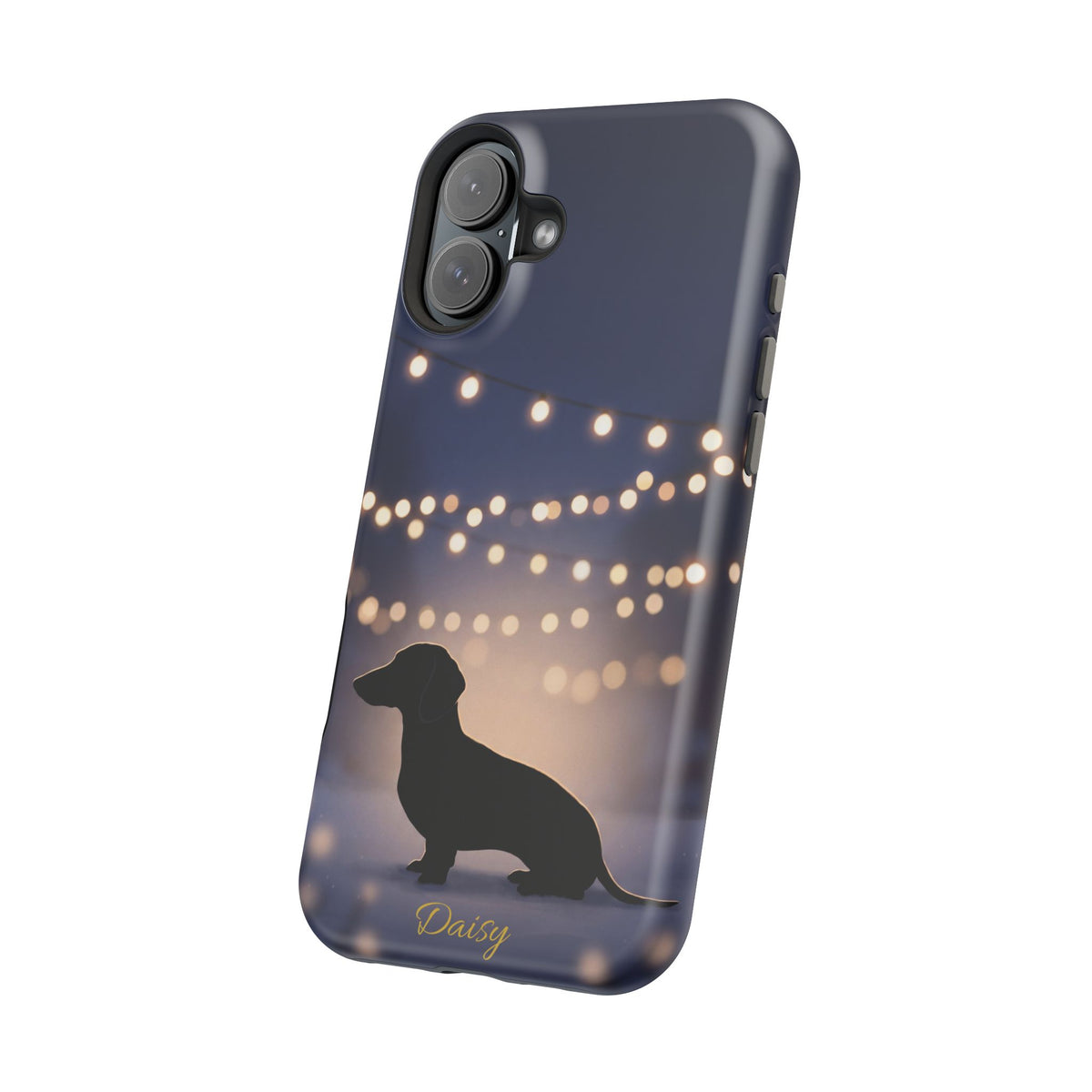 Personalized Dachshund Fairy Lights Phone Case — Wireless Charging Cover