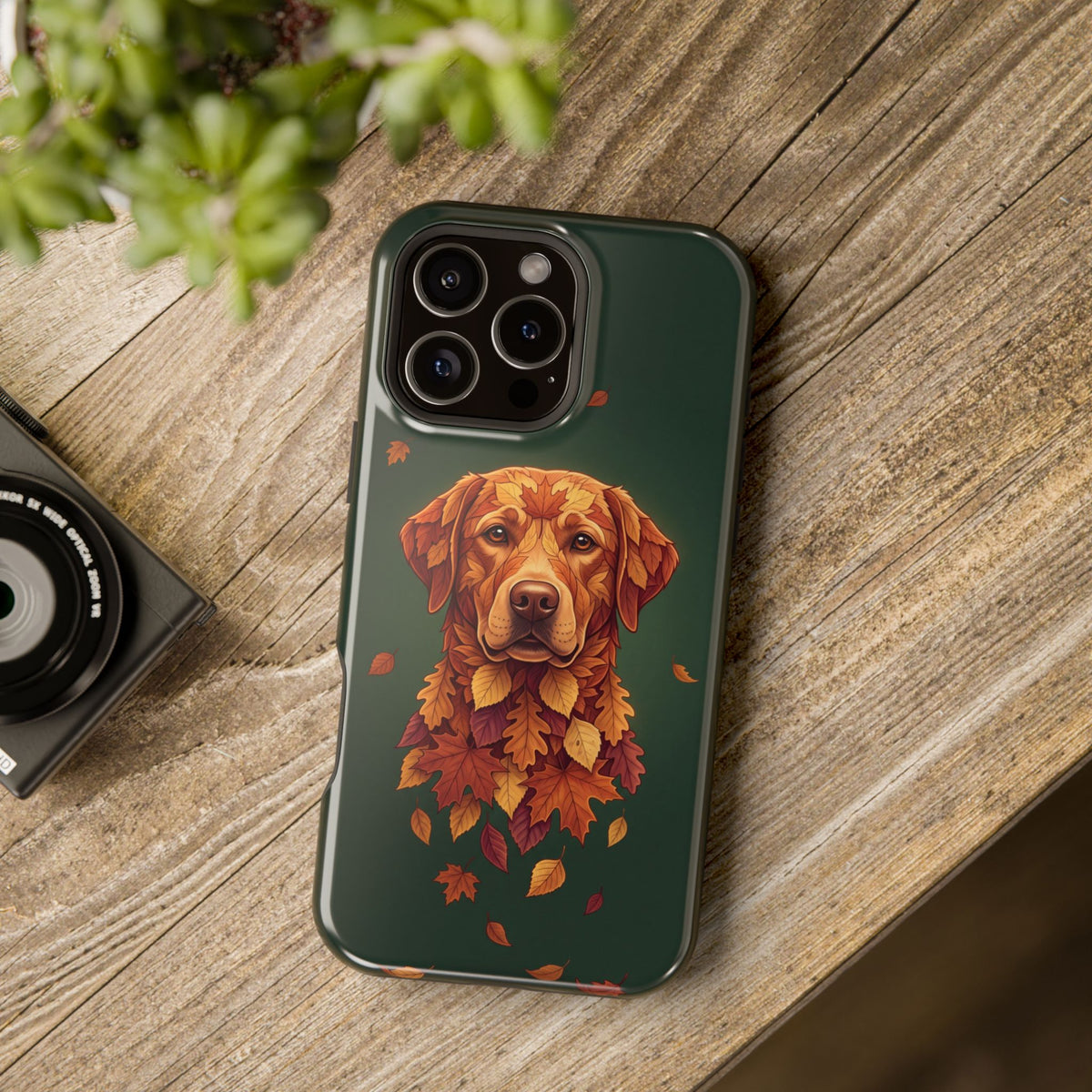 Autumn Leaves Labrador Phone Case — Tough Magnetic Case with Wireless Charging
