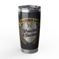 Plumber Dad Tumbler – "Wrenches & Bourbon" Charcoal Crest Design 20 oz
