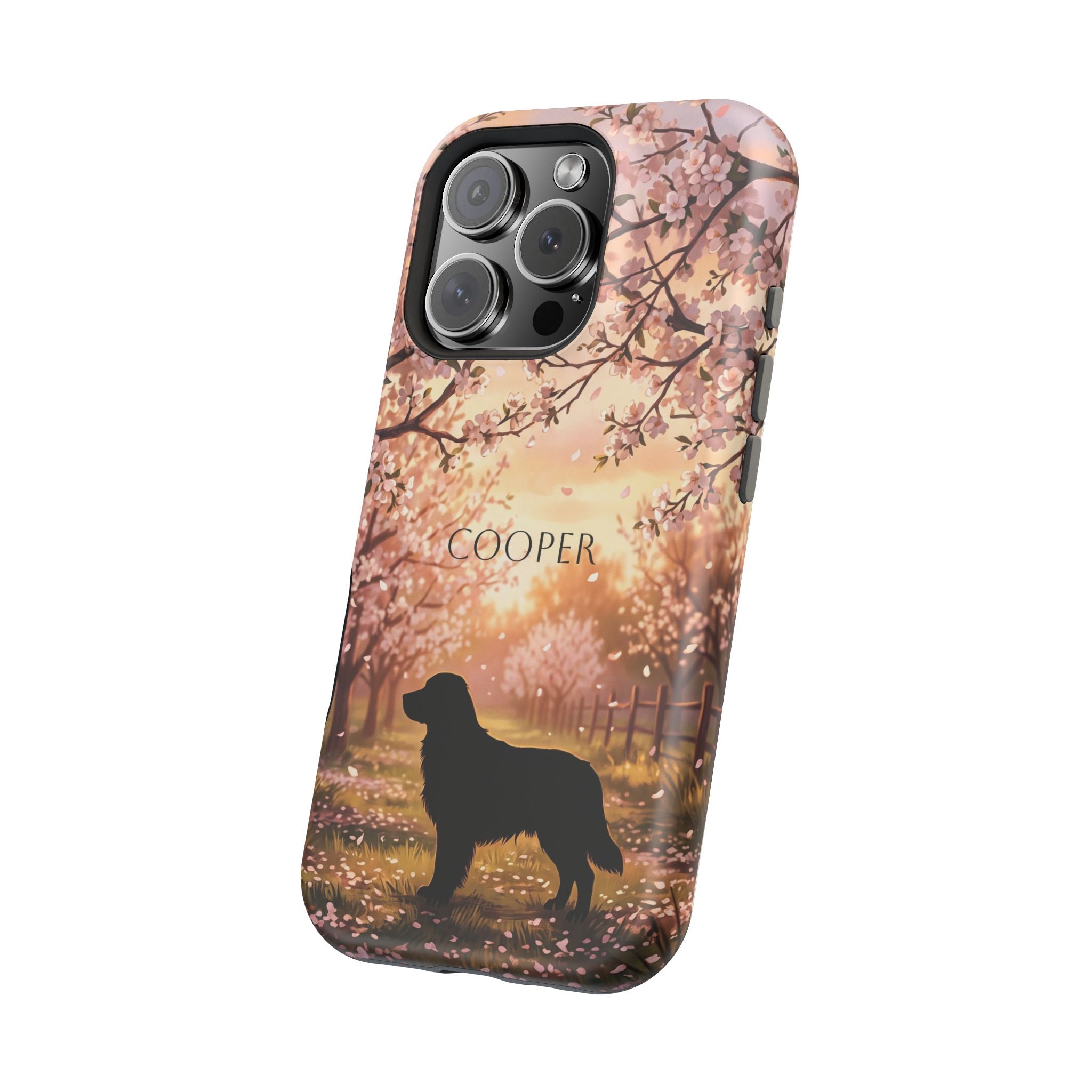 Personalized Golden Retriever Autumn Forest Phone Case — Wireless Charging Cover