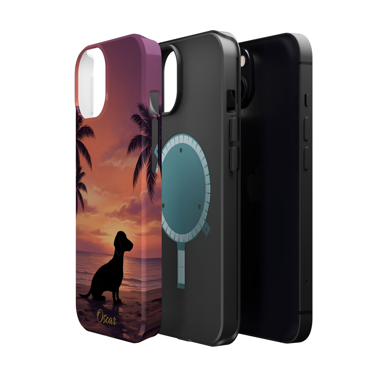 Personalized Dachshund Tropical Beach Sunset Phone Case — Wireless Charging Cover