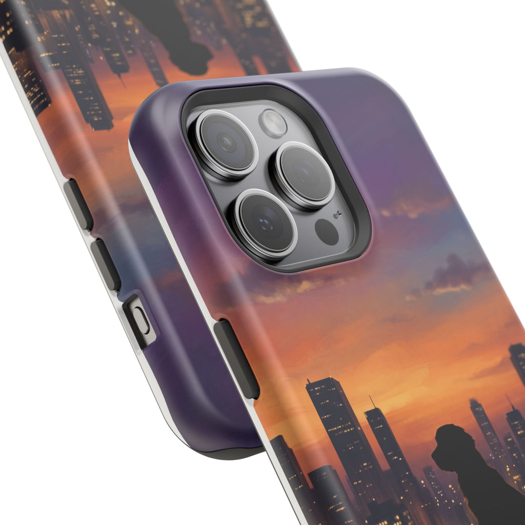 Personalized Golden Retriever City Skyline Phone Case — Wireless Charging Cover