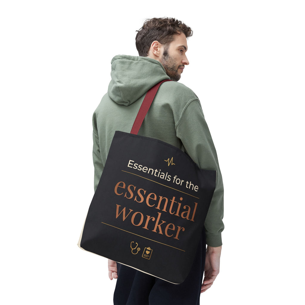Essentials for the Essential Worker Tote | Healthcare Worker Gift Tote Bag | Nurse Doctor Appreciation Gift | Premium Polyester Carry-All