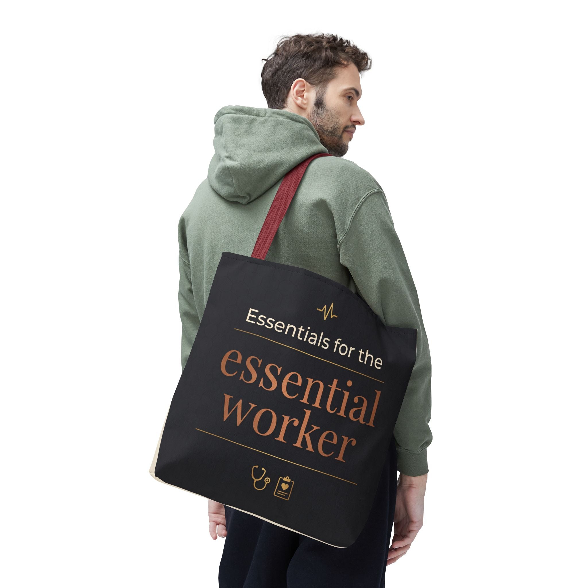 Essentials for the Essential Worker Tote | Healthcare Worker Gift Tote Bag | Nurse Doctor Appreciation Gift | Premium Polyester Carry-All