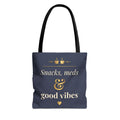 Snacks Meds & Good Vibes Tote | Funny Nurse Gift Tote Bag | Healthcare Worker Humour Gift | Premium Polyester Carry-All