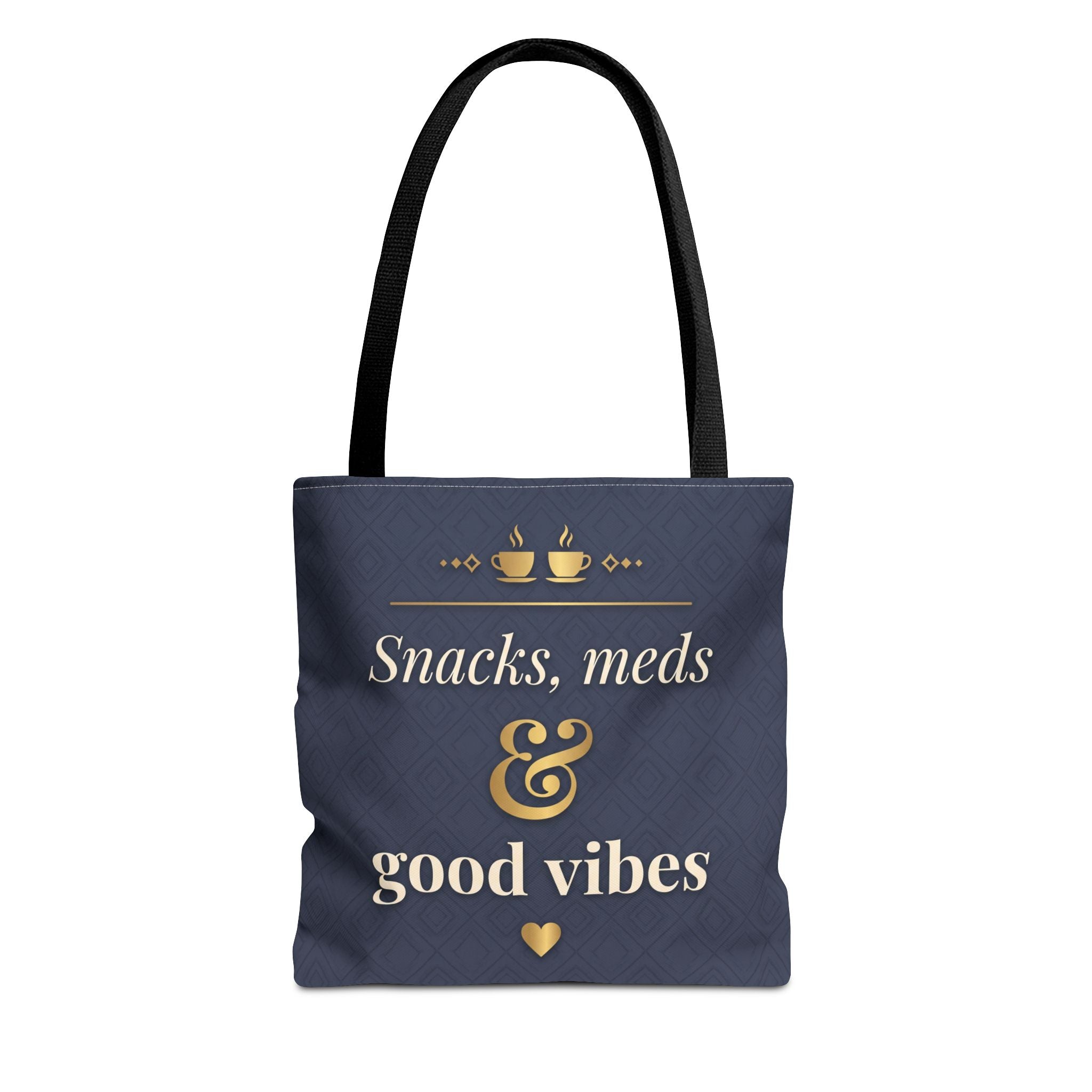 Snacks Meds & Good Vibes Tote | Funny Nurse Gift Tote Bag | Healthcare Worker Humour Gift | Premium Polyester Carry-All