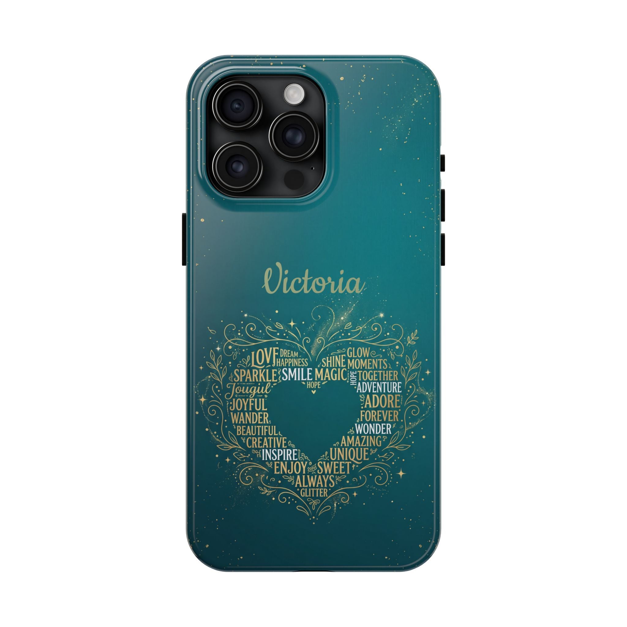 Personalized Teacher Phone Case — Custom Name Heart Word Art Design