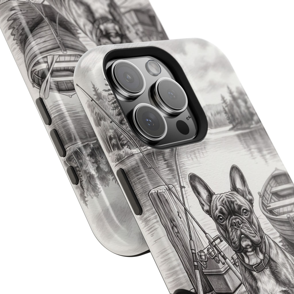 Personalized French Bulldog Lakeside Dock Phone Case — Wireless Charging Cover