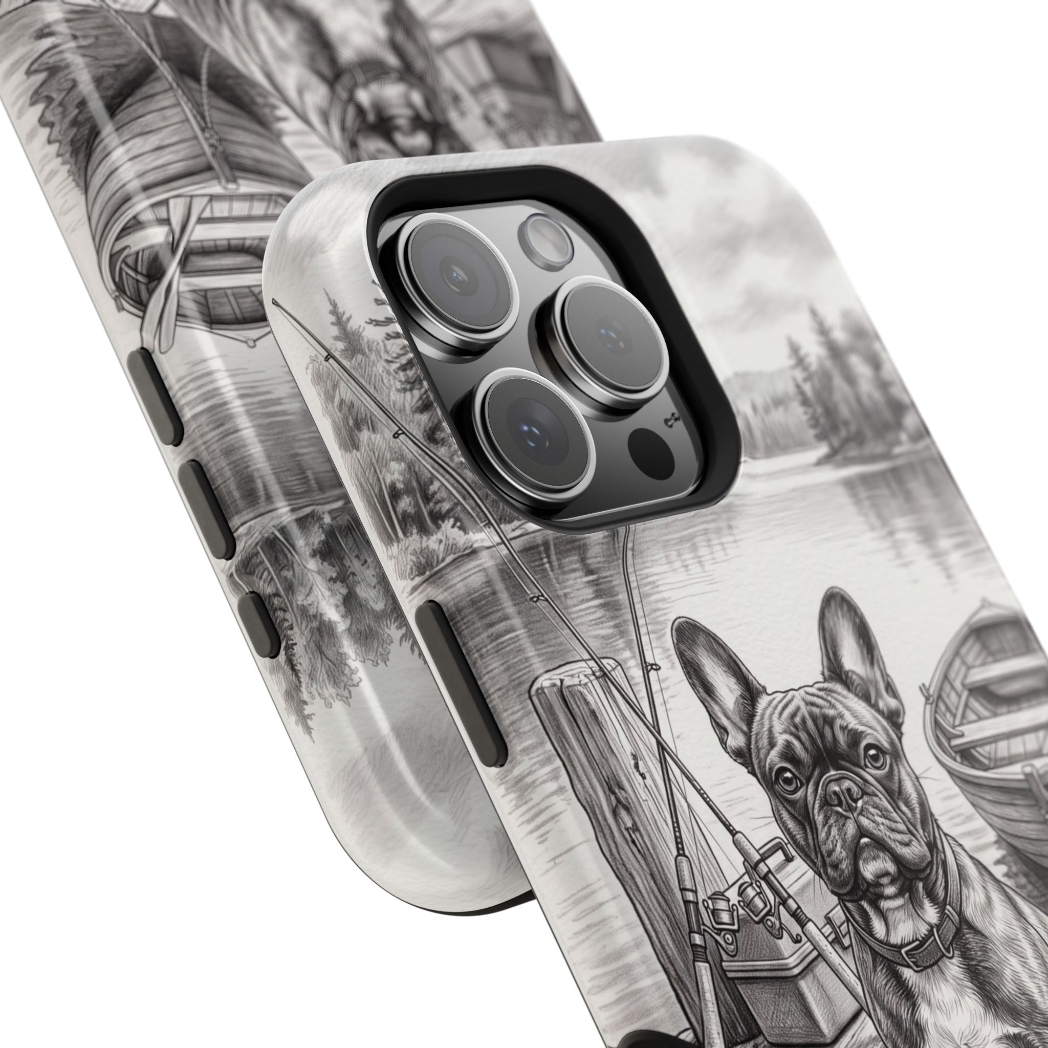 Personalized French Bulldog Lakeside Dock Phone Case — Wireless Charging Cover