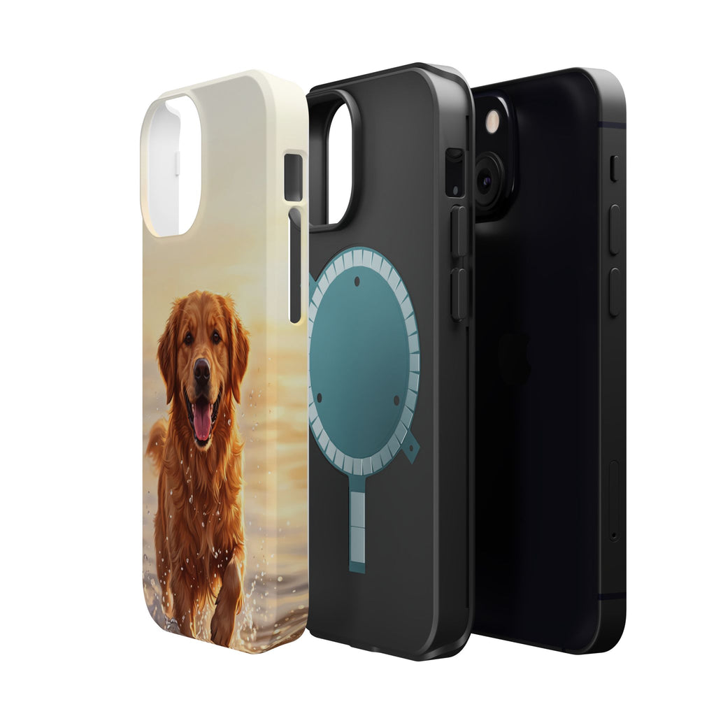 Beach Golden Retriever Phone Case — Impact-Resistant Wireless Charging Cover
