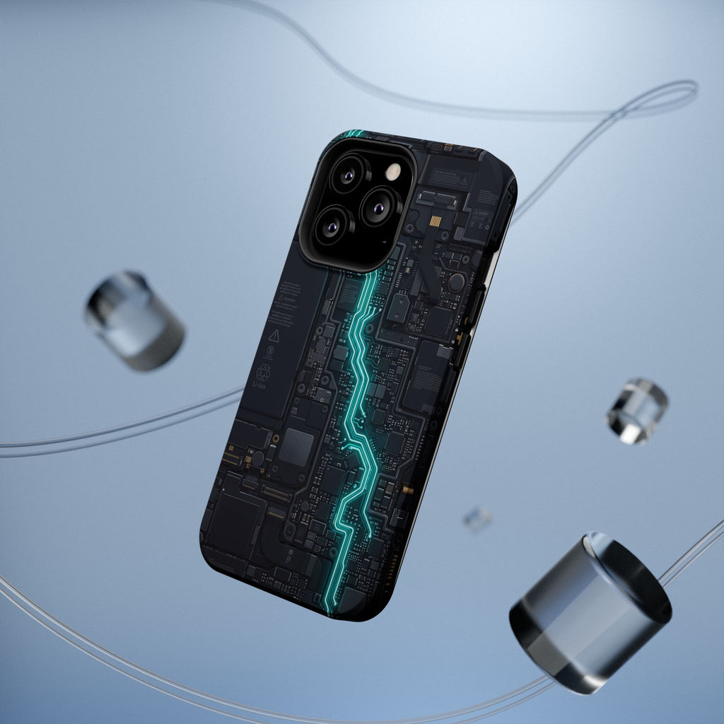 Cyan Bolt Electrician Phone Case — Electric Circuit Wireless Charging Cover
