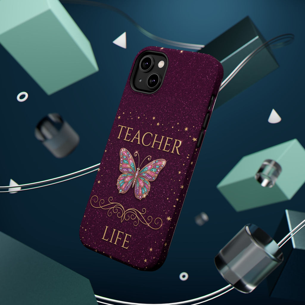 Teacher Life Glitter Butterfly Phone Case — Wireless Charging Cover