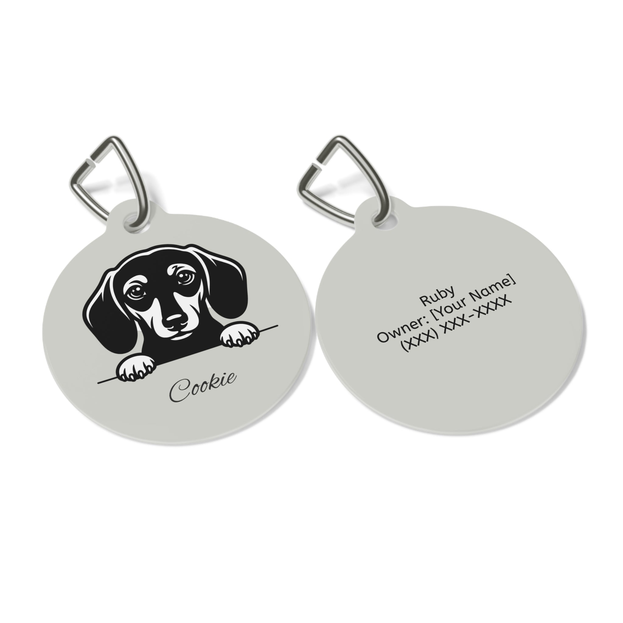 Personalized Dachshund Peeking Pet Tag – Custom Photo & Name Dog ID Tag