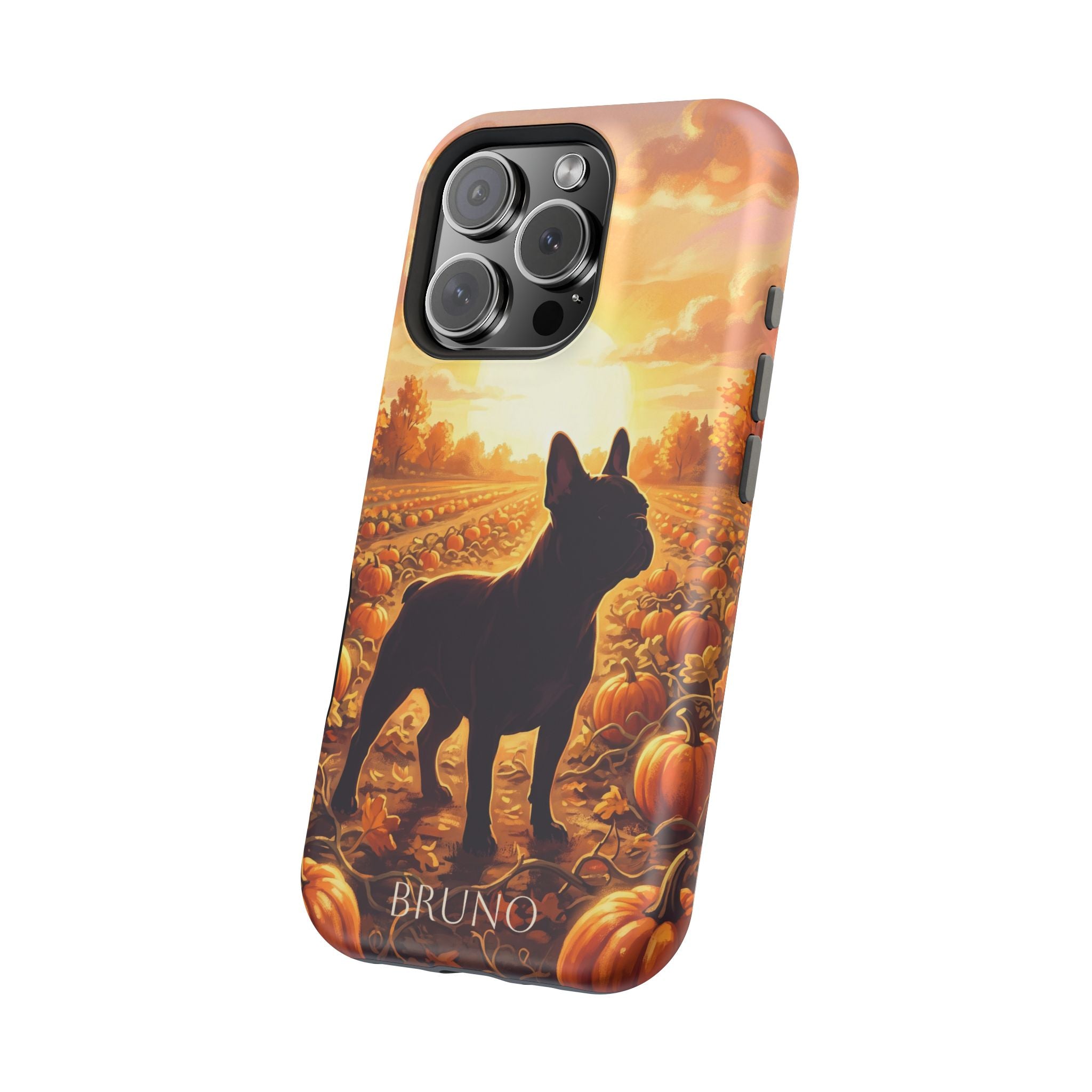 Personalized French Bulldog Pumpkin Patch Phone Case — Wireless Charging Cover