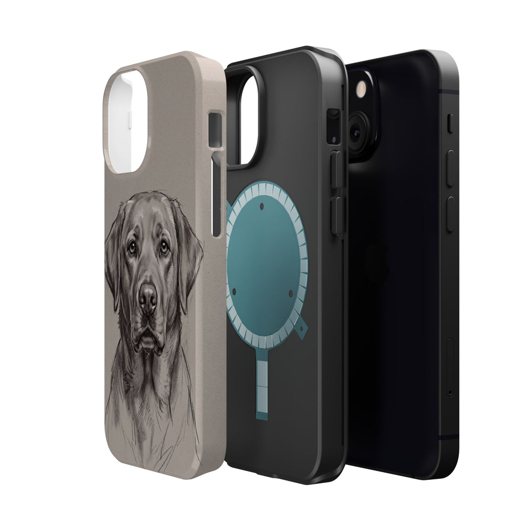 Charcoal Sketch Labrador Phone Case — Tough Magnetic Case with Wireless Charging