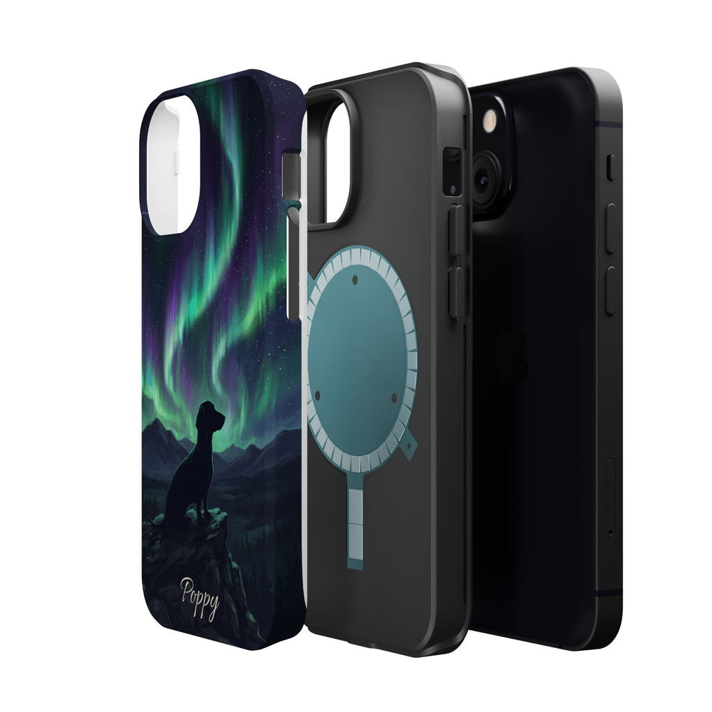 Personalized Dachshund Northern Lights Phone Case — Wireless Charging Cover