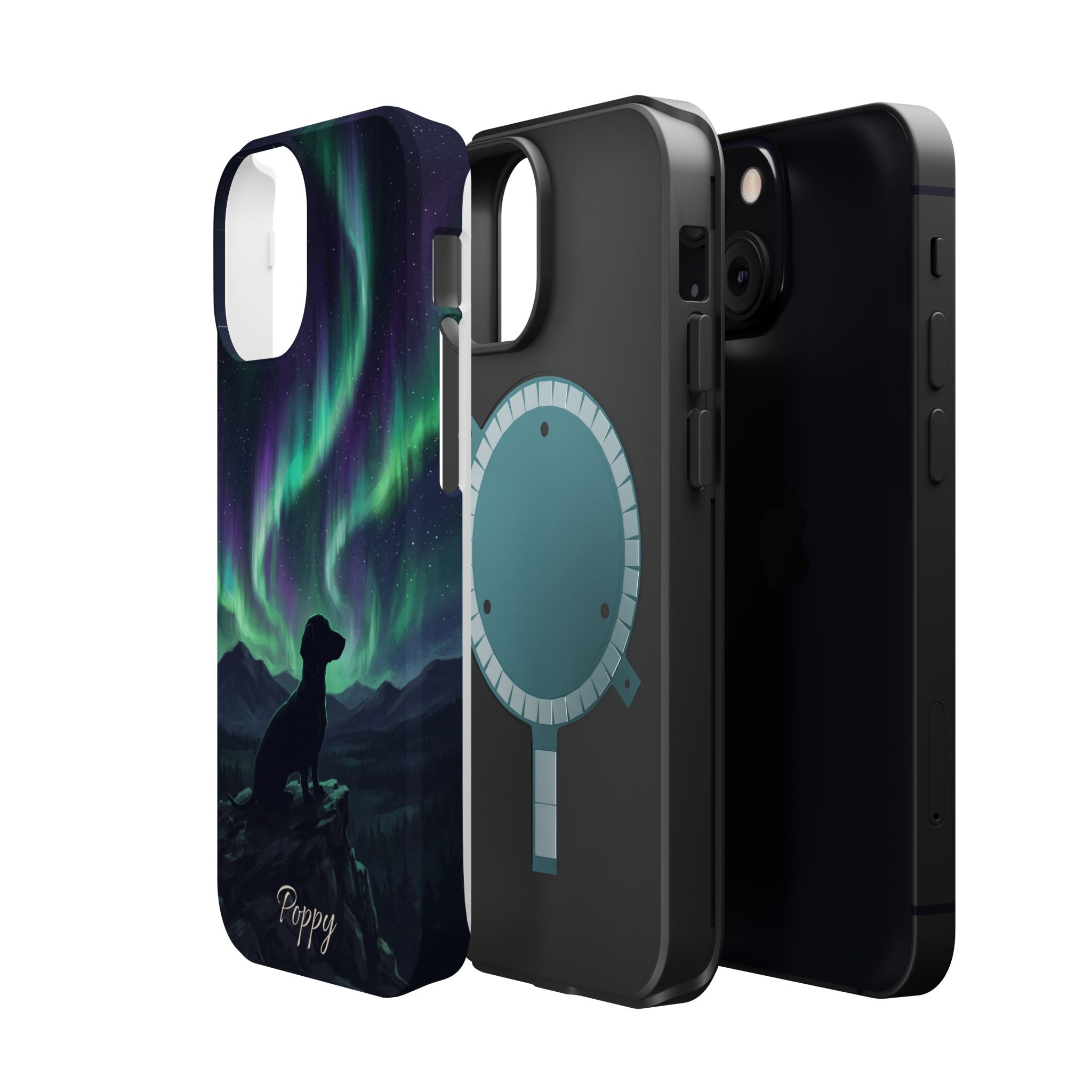 Personalized Dachshund Northern Lights Phone Case — Wireless Charging Cover